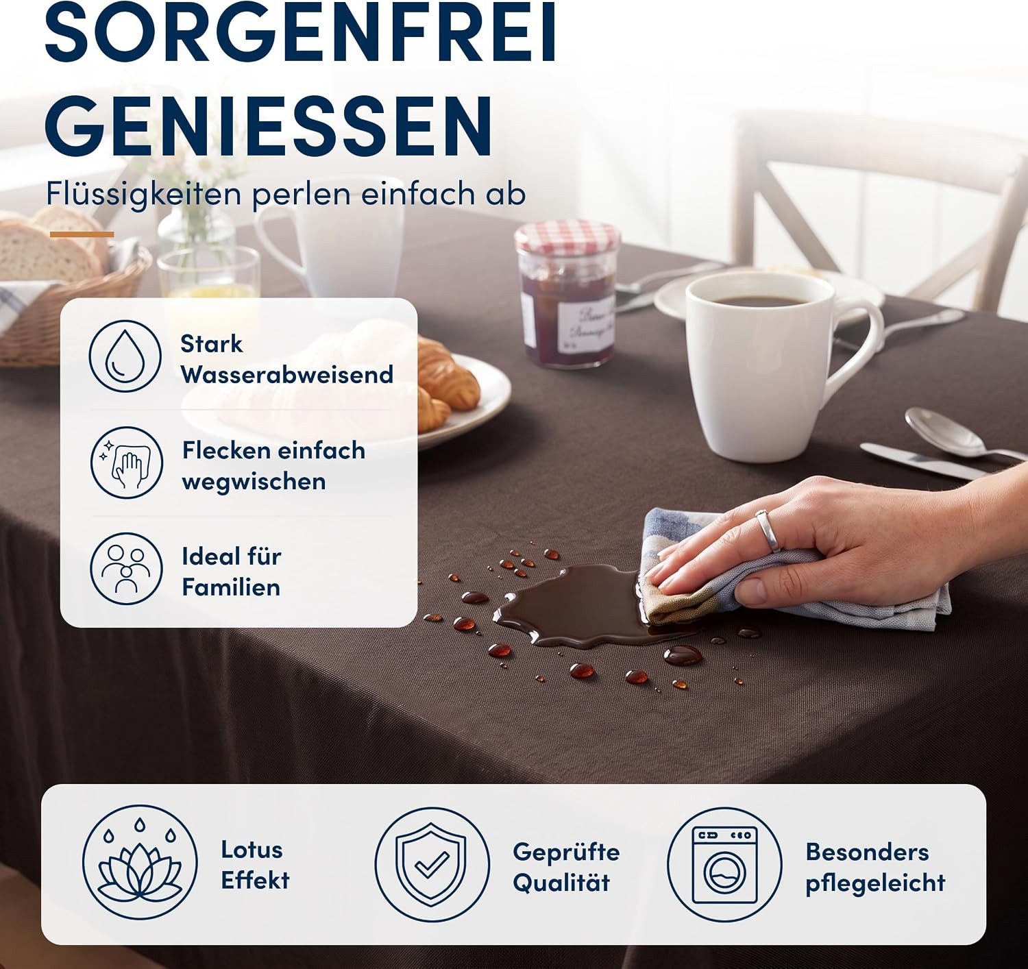 Stoffschmiede Tischdecke mit Leinen-Optik, Wasserabweisend