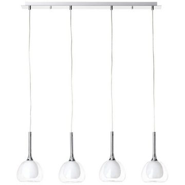 Brilliant Pendelleuchte Hadan, Lampe Hadan Pendelleuchte 4flg chrom/weiß-transparent 4x D45, E14, 4