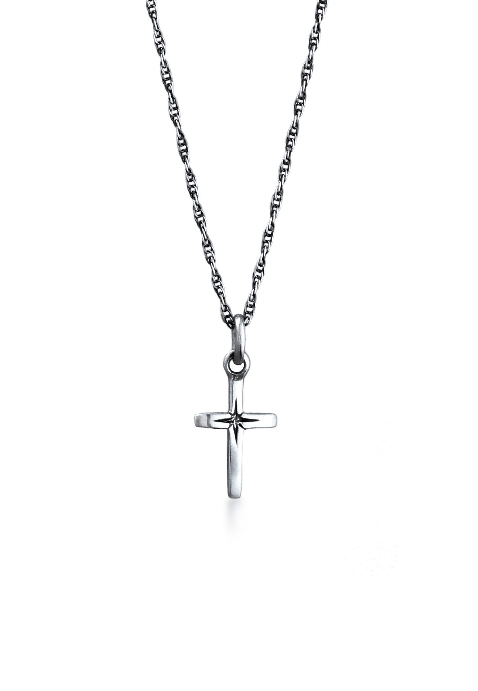 Kette mit Anhänger Kreuz Anhänger Oxidiert 925 Sterling Silber