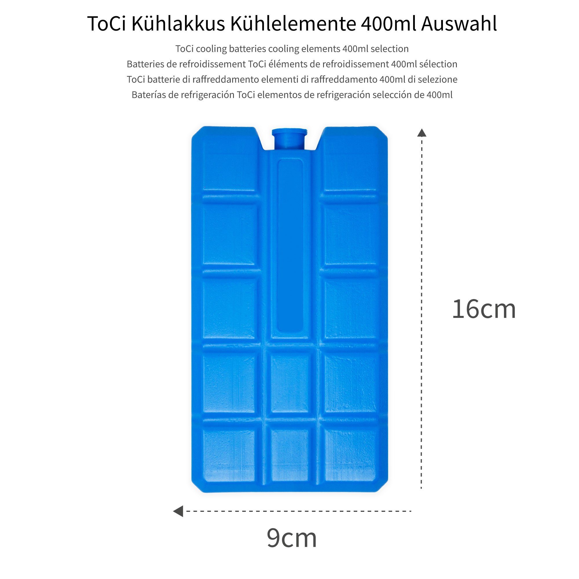 ToCi Kühlakku Kühlakku XL Kühlakkus 400ml für Kühltasche Camping Kühlbox 16x9x3cm