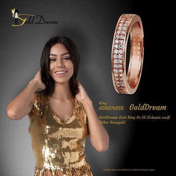 GoldDream Goldring GoldDream Damenring rosegold Zirkonia (Fingerring), Damen Ring 2-reihig Zirkonia aus 333 Rosegold - 8 Karat, Farbe: rose