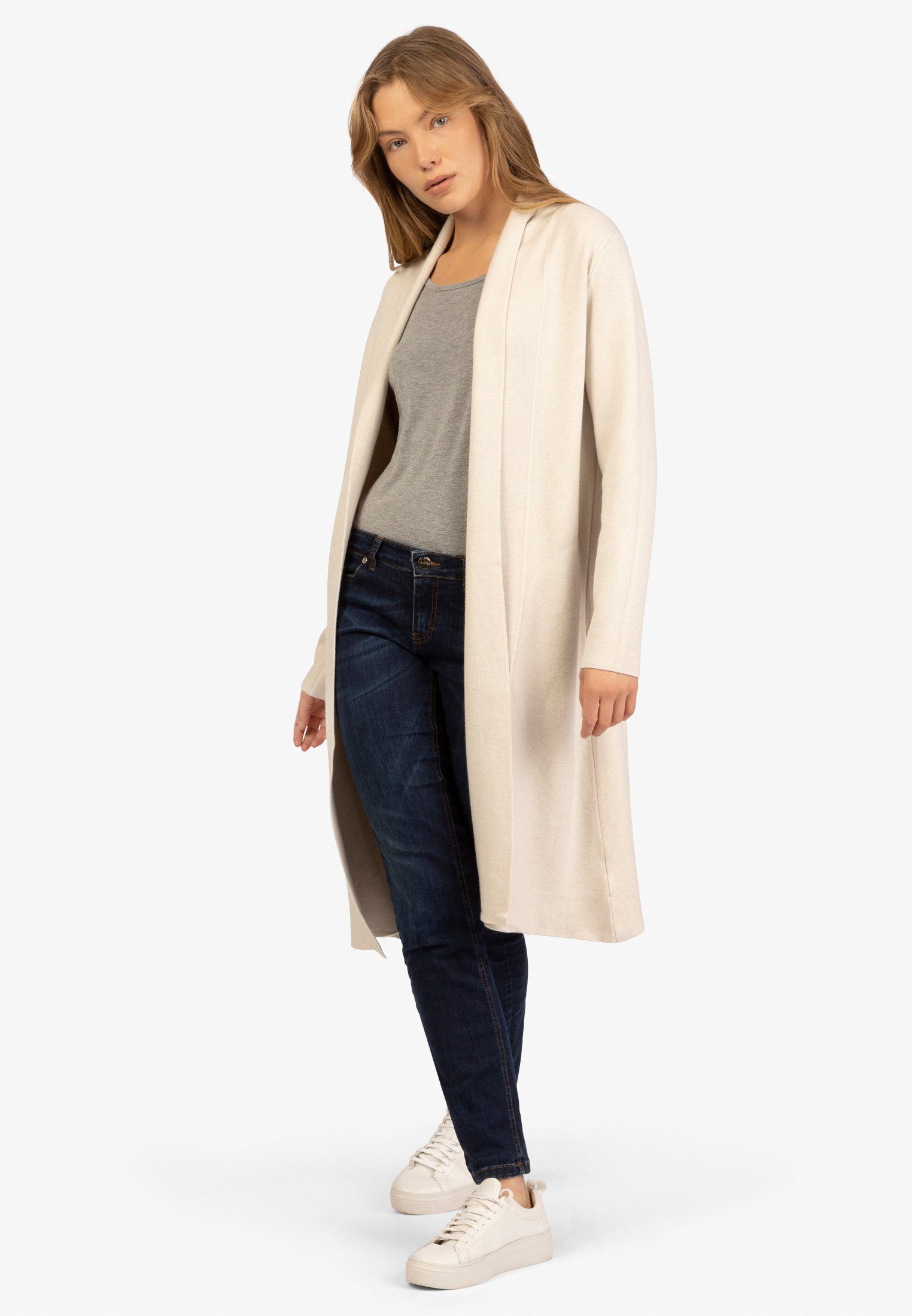 Kraimod Strickjacke leicht ausgestellte Form beige