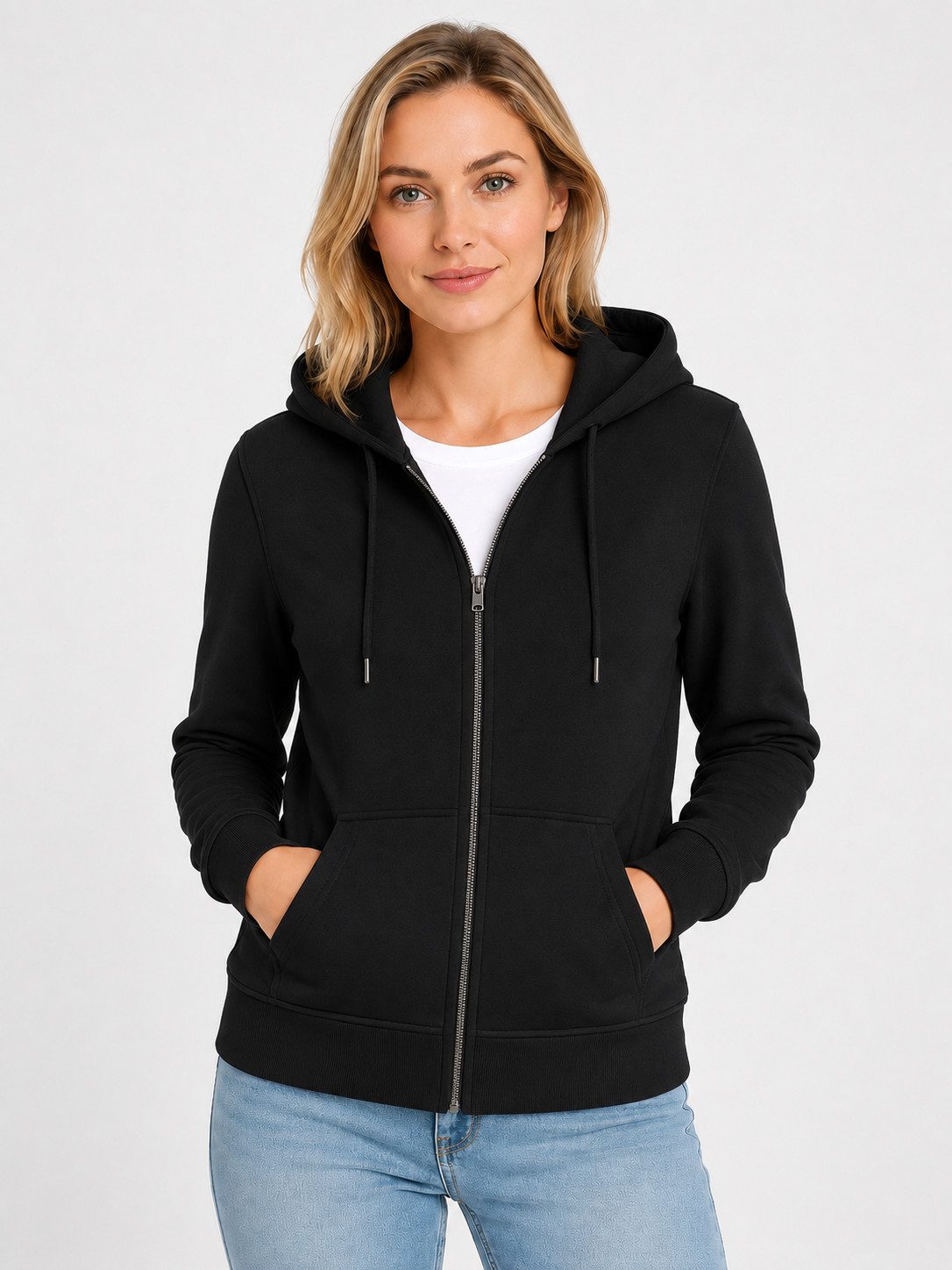 S&S Kapuzensweatjacke (Packung, 1-tlg., Damen) Sweatjacke mit Reißverschluss Kapuze und Eingrifftaschen