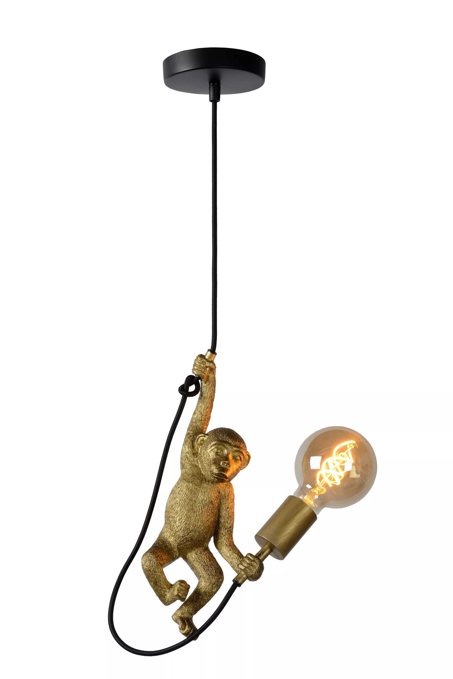 Licht-Erlebnisse Pendelleuchte OMUI, ohne Leuchtmittel, E27 17,6 cm breit H: max. 174,5 cm in Gold Schwarz Modern