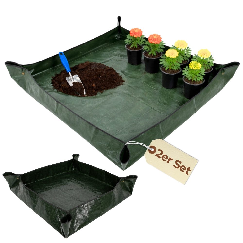 GarPet Pflanztisch 2er Set Pflanzen Umtopfmatte Wasserdicht Pflanzunterlage Faltbar 70x70