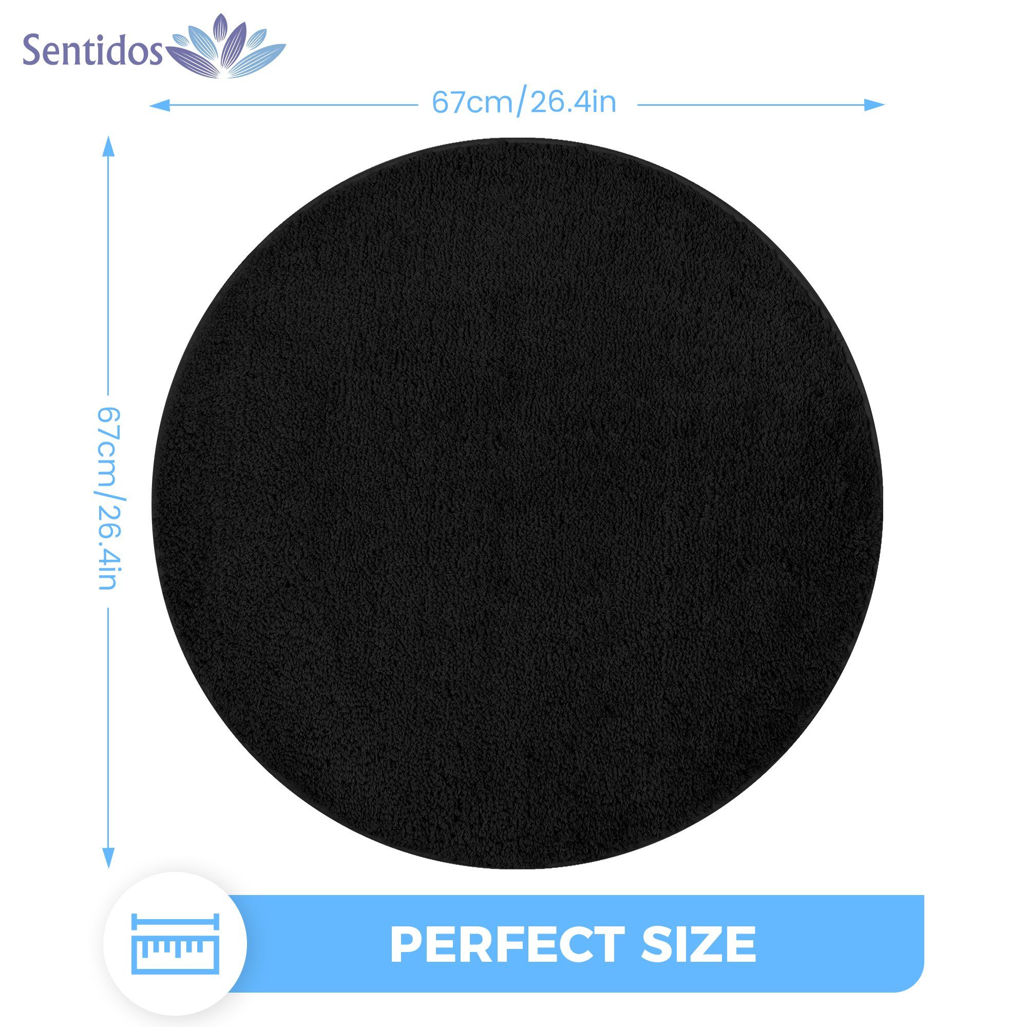 Sentidos Badematte badteppich rutschfest Eleganter Badezimmerteppich, Höhe 20 mm, Polyester, Ø 67 cm Rund, badematten badläufer badgarnitur badteppiche teppich toilette