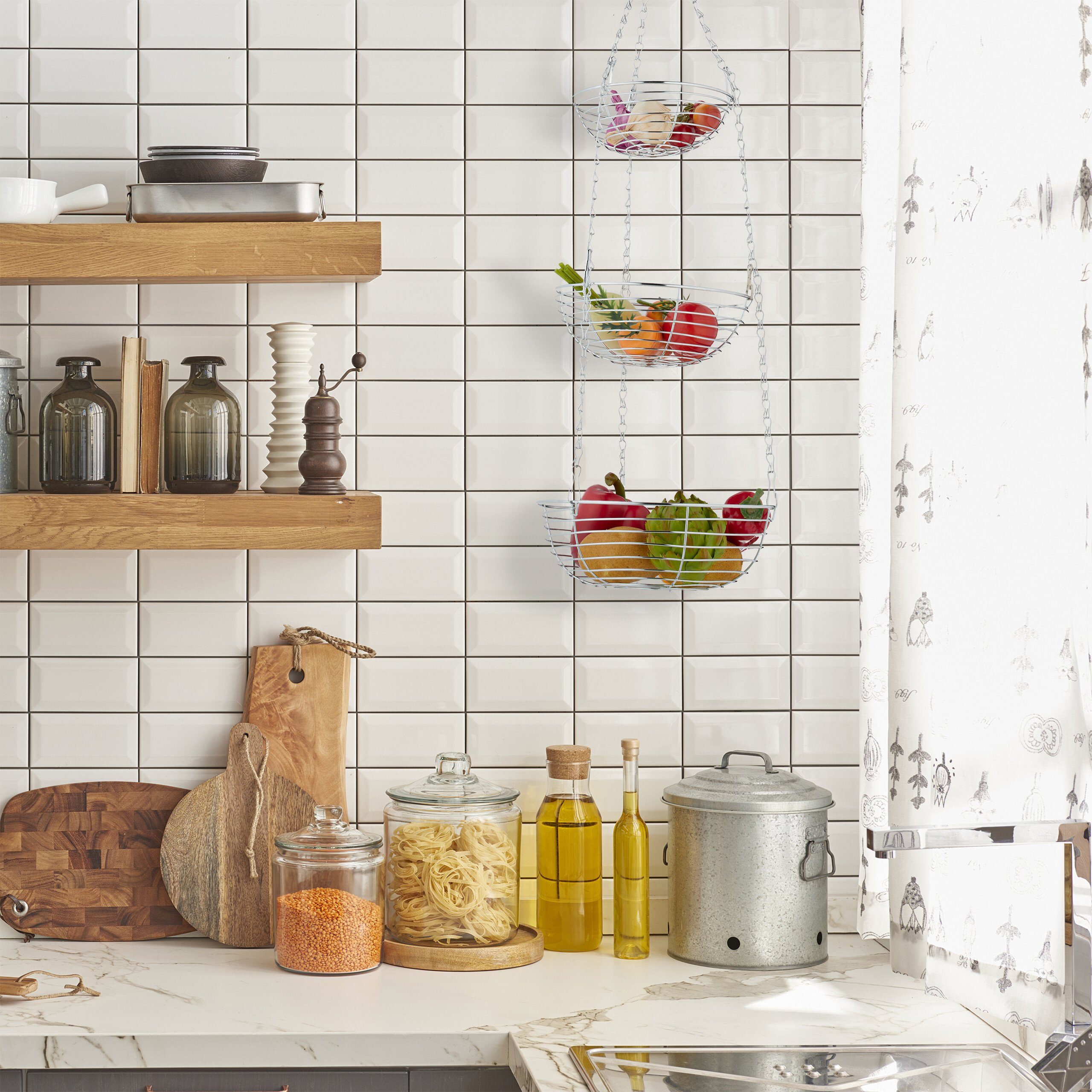 relaxdays Hängekorb Hängender Obstkorb in Silber günstig online kaufen