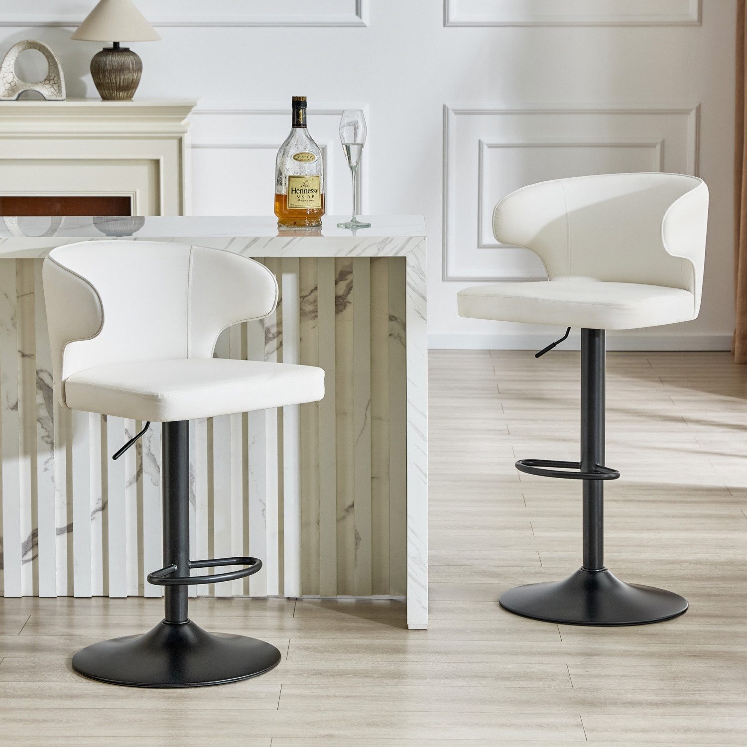 ANYSUN Barhocker 360° Drehbare Hocker mit Fußstütze,2er Set Barhocker (Verstellbare Sitzhöhe 61,5 cm - 85.8 cm Polsterhocker mit Lehne Höhenverstellbar), Barstühle Küchenstühle Bistrohocker höhenverstellbar