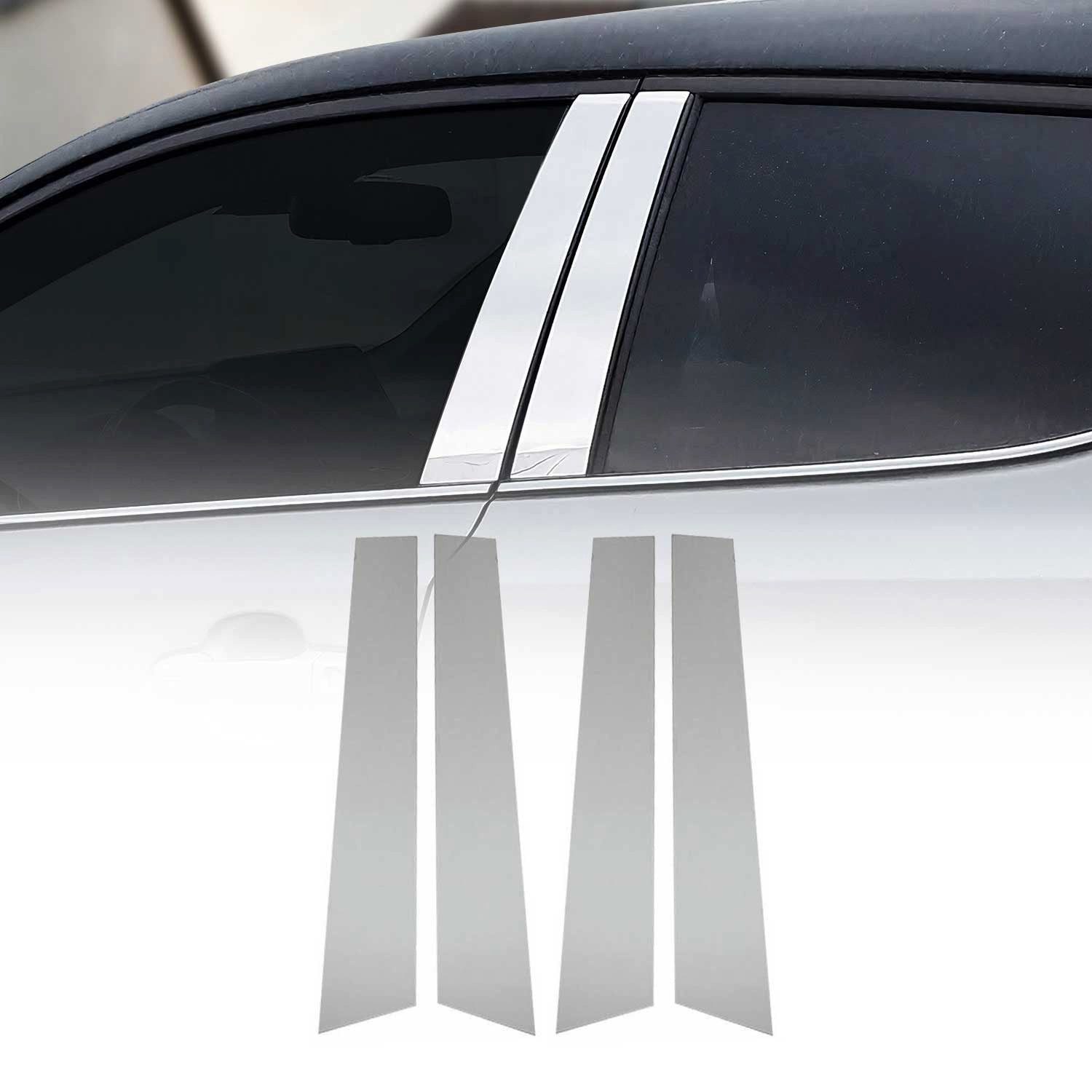 OMAC Zierleisten-Aufkleber B-Säule Türsäulen für Mitsubishi L200 2015-2024 Edelstahl Silber 4x, (4tlg), Langlebig,Einfache Reinigung,Einfache Installation,Rostbeständig