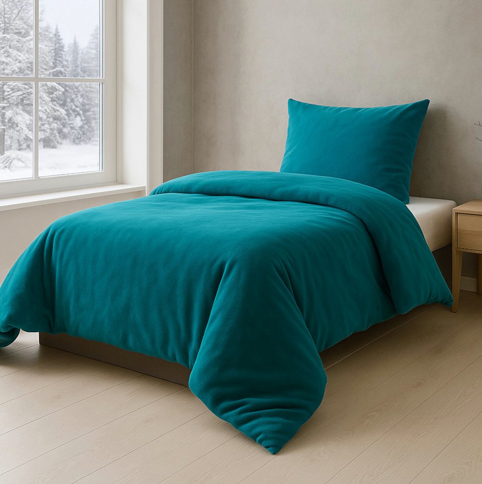 Malika Bettwäsche aus 100% Mikrofaser, 135x200 + 80x80 cm Cashmere Touch, Petrol, Cashmere Touch, 2 teilig, Für Allergiker geeignet, pflegeleicht, angenehm weicher Stoff