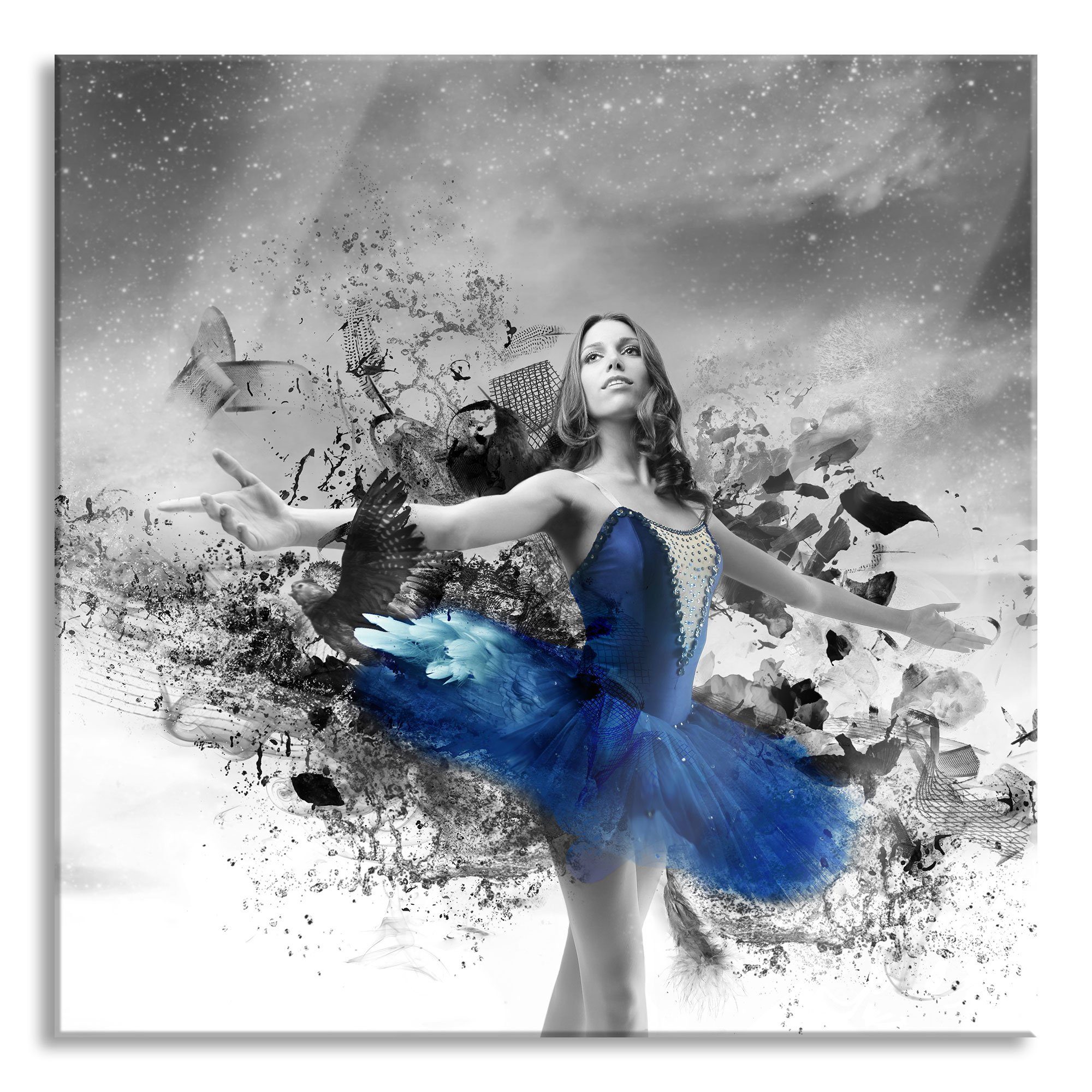 (1 Abstandshalter Ballerina Ballerina, aus Glasbild und inkl. Glasbild schöne Echtglas, schöne Aufhängungen St), Pixxprint