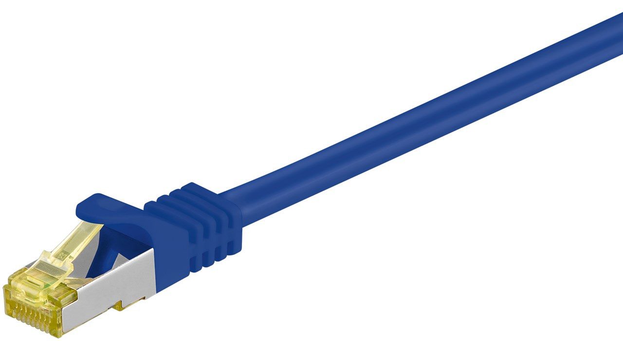 Goobay RJ45 Patchkabel CAT 6A S/FTP (PiMF) 500 MHz mit CAT 7 Rohkabel Blau 0. Netzwerkkabel