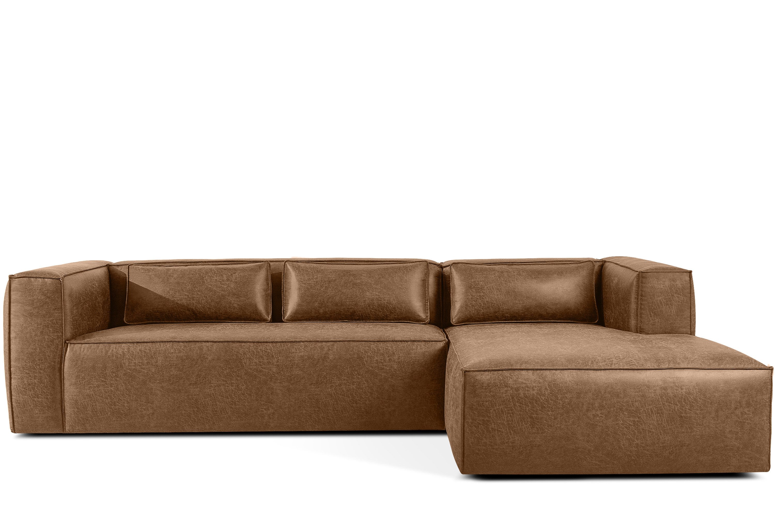 KONSIMO® Ecksofa FEROX Eckcouch, Loft-Stil, hergestellt in der EU, Rechts Ecksofa, Hochwertige Wellenfedern, mit Lendenkissen, handgefertigt
