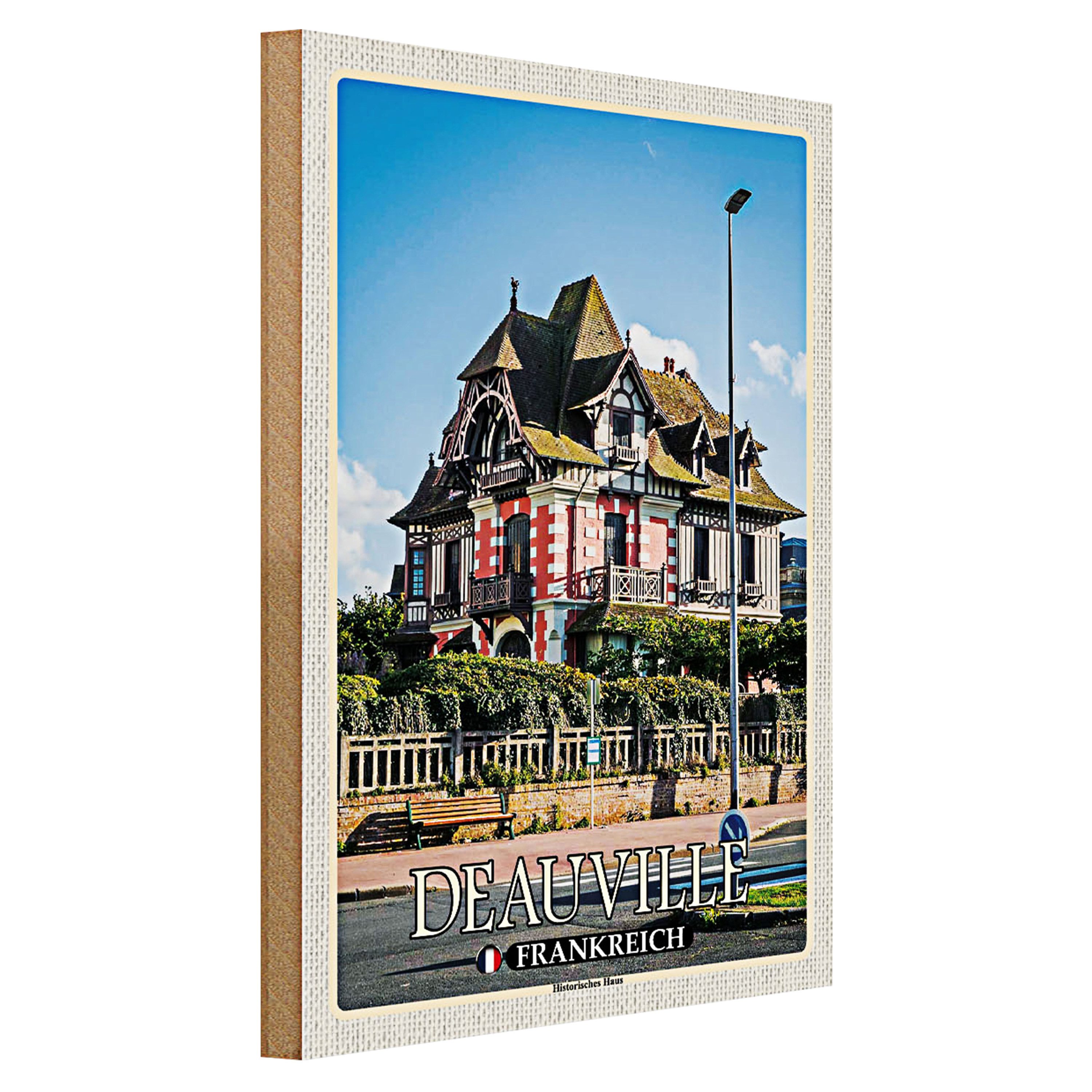 Roomando Holzbild Reise 30x40cm Deauville Frankreich Historisches Haus