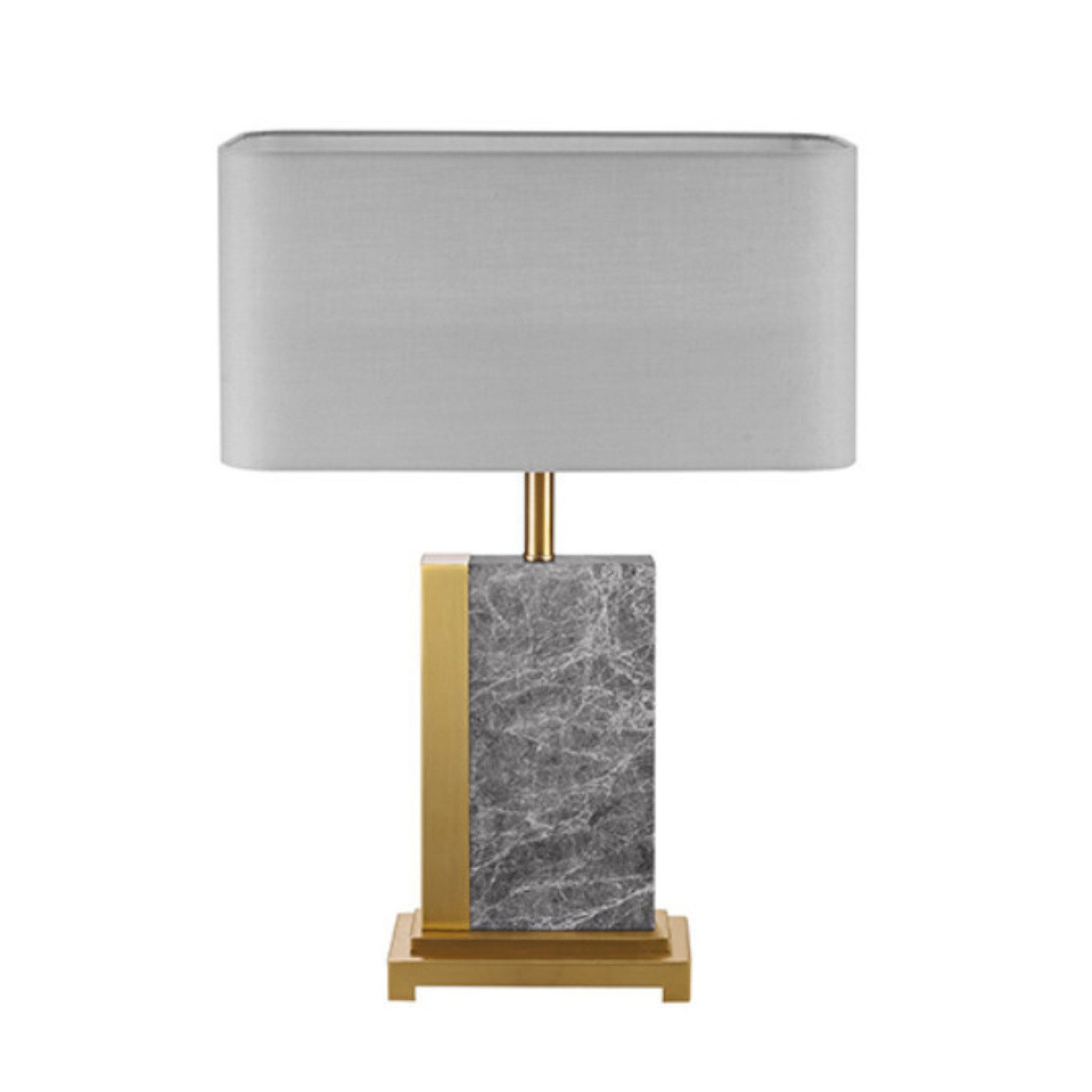 riess-ambiente Tischleuchte ELEGANCIA 65cm gold / grau, Ein-/Ausschalter, ohne Leuchtmittel, Wohnzimmer · Stoff · Marmor · Metall · mit Lampenschirm · Retro Design