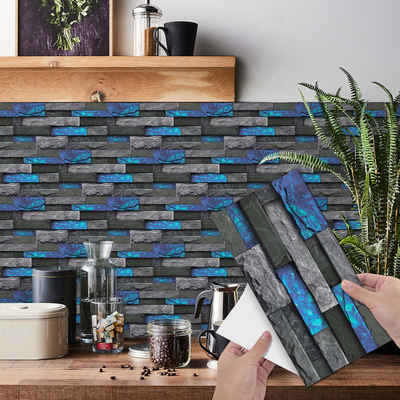 Lollanda Fliesenaufkleber 12 Stück Mosaik Fliesenaufkleber 15x30cm Badezimmer Selbstklebende