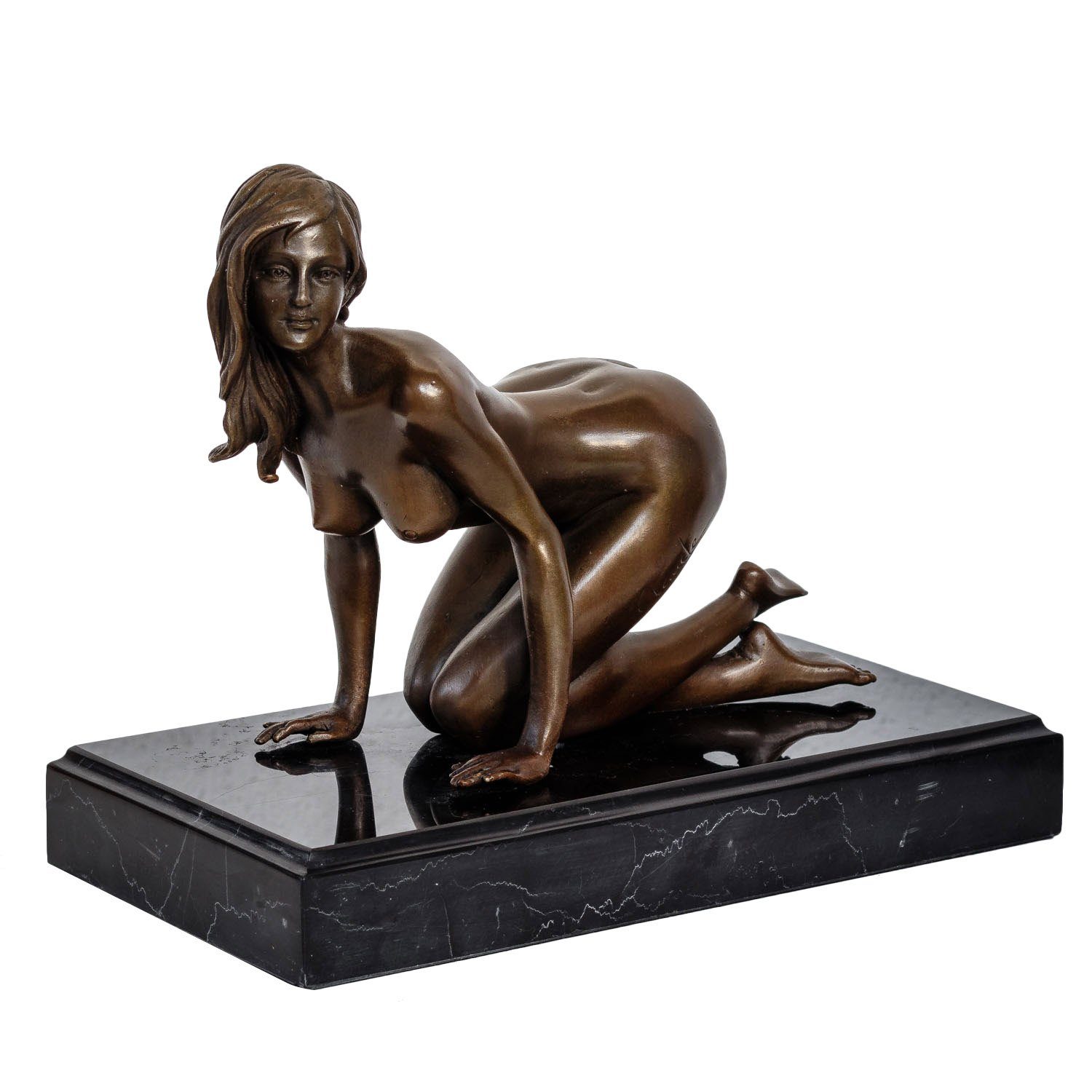 Aubaho Skulptur Bronzeskulptur Frau Erotik im Antik-Stil Figur 21cm Bronze Kunst