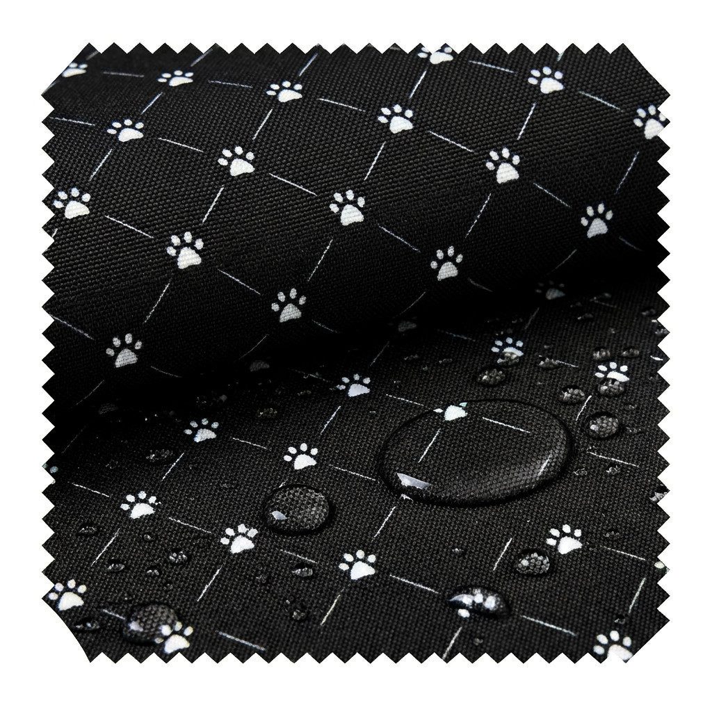 novely® Stoff OXFORD 210D D19 Pfoten Schwarz Weiß Raute 3x3 Printstoff Outdoor, Wasserabweisend, Outdoor, Meterware, 1lfm