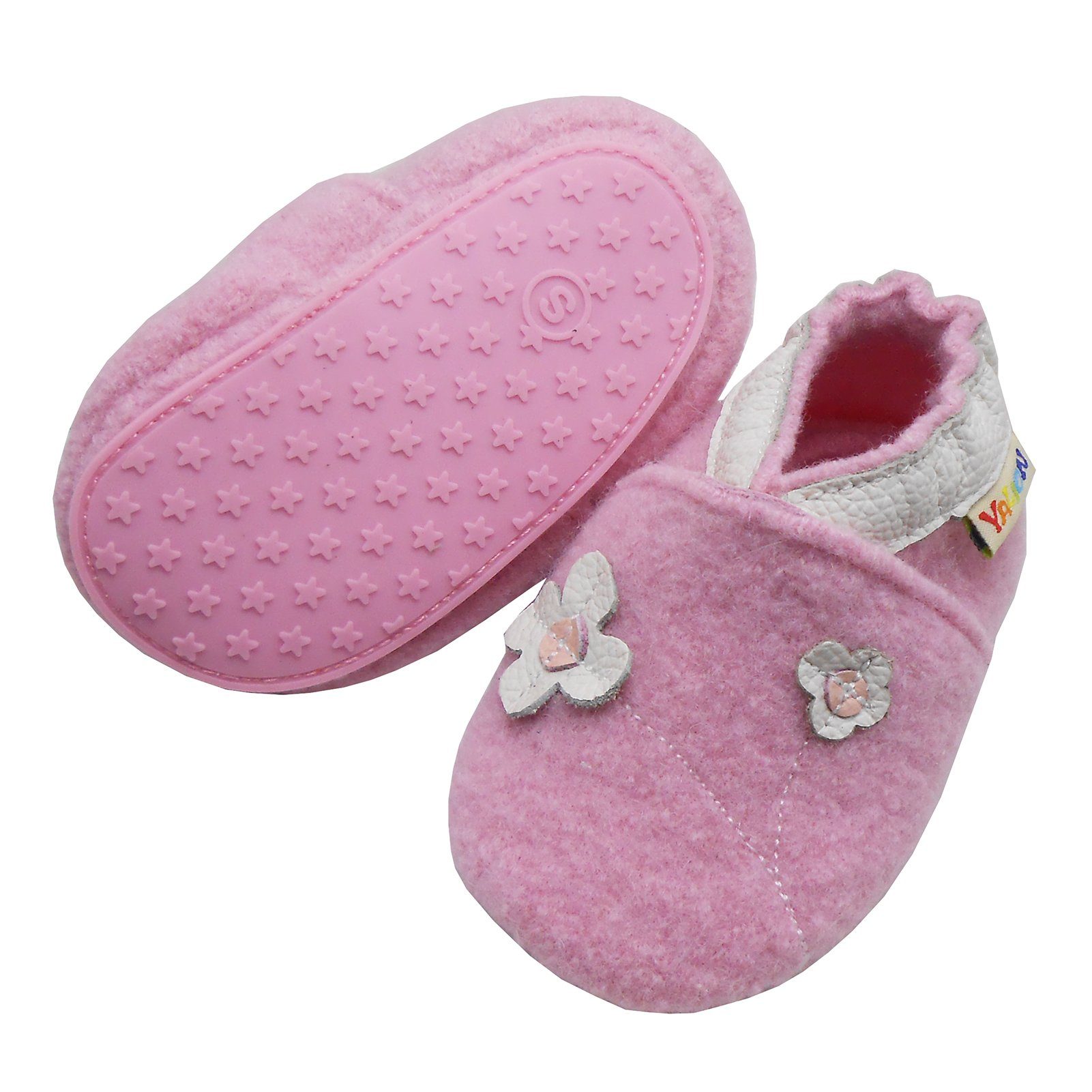 Yalion Yalion Kinder Hausschuhe aus 100% Schafwolle – warm & mit Blumen Plüsch Hausschuhe