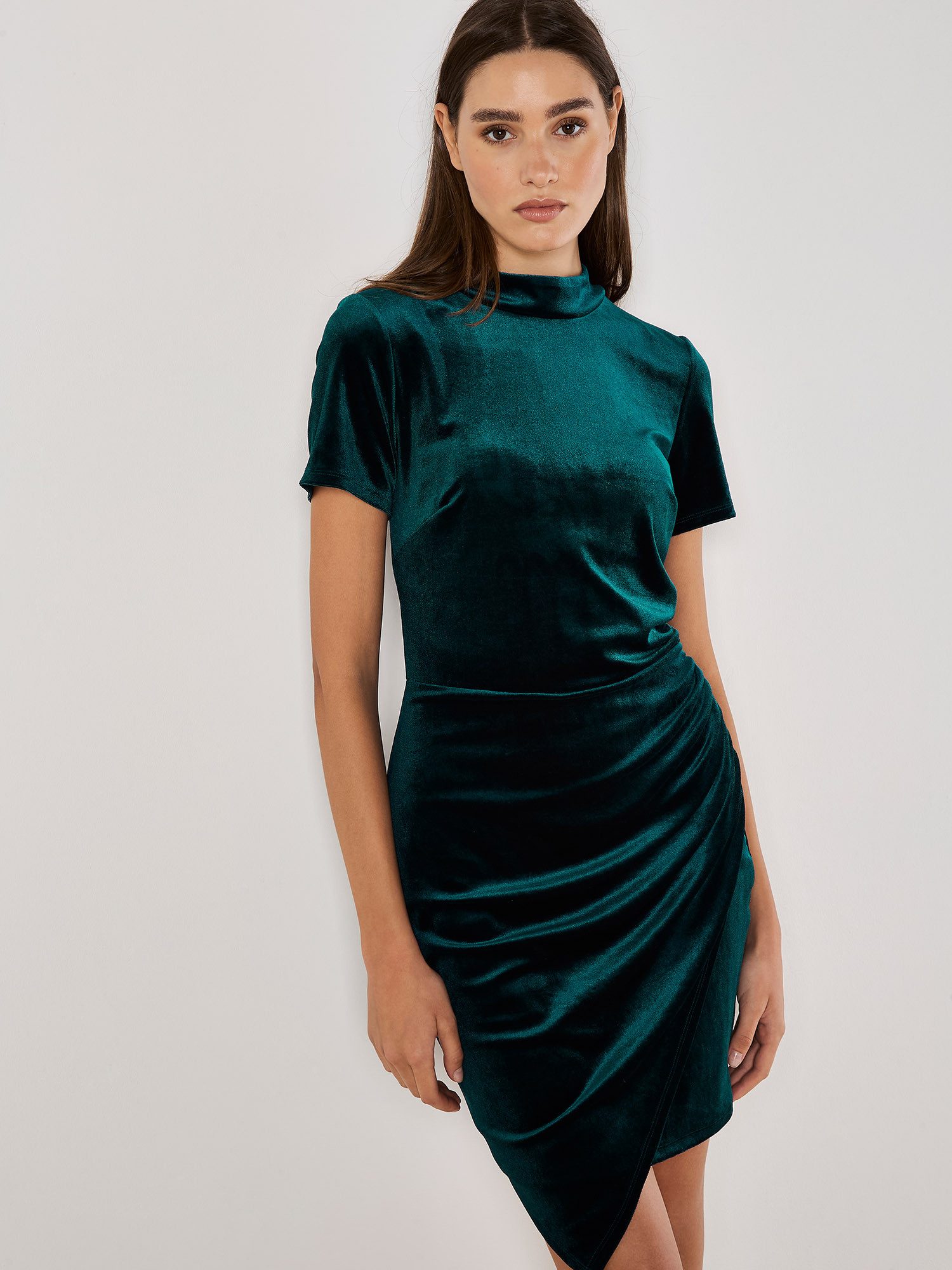 Apricot Partykleid Minikleid aus Samt mit Rüschen günstig online kaufen