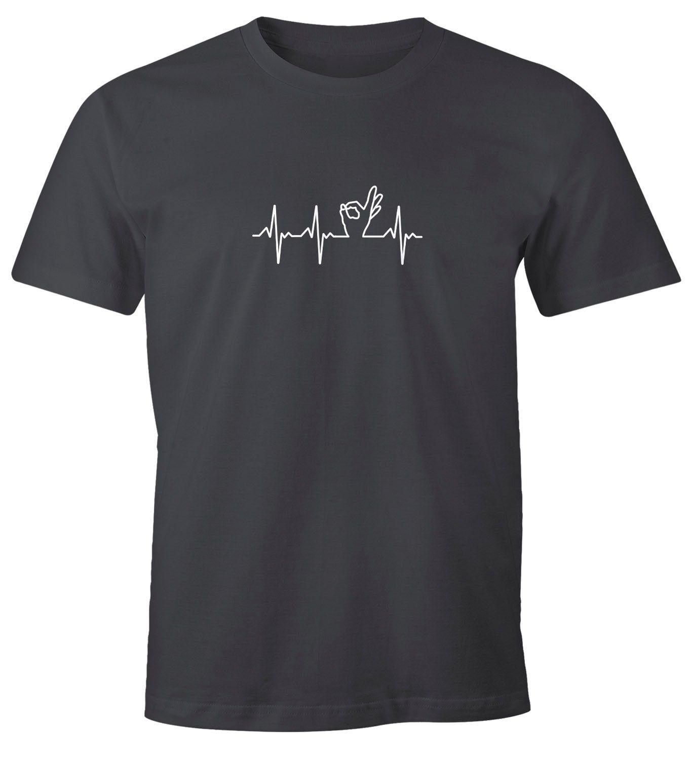 MoonWorks Print-Shirt H Herren Aufdruck anthrazit Print Lochspiel T-Shirt Bongoloch Handzeichen Reingeschaut mit