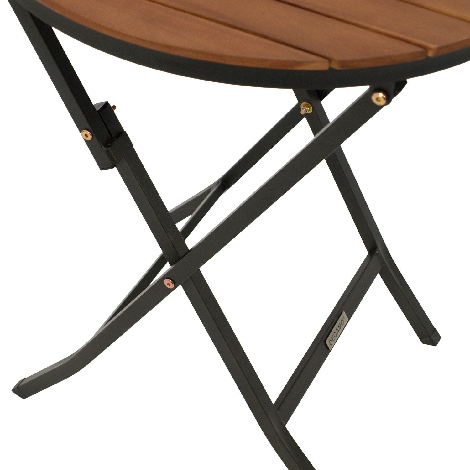 DEGAMO Bistrotisch LIENZ (1-St), 61,5cm rund, klappbar, Akazienholz, Stahlgestell schwarz