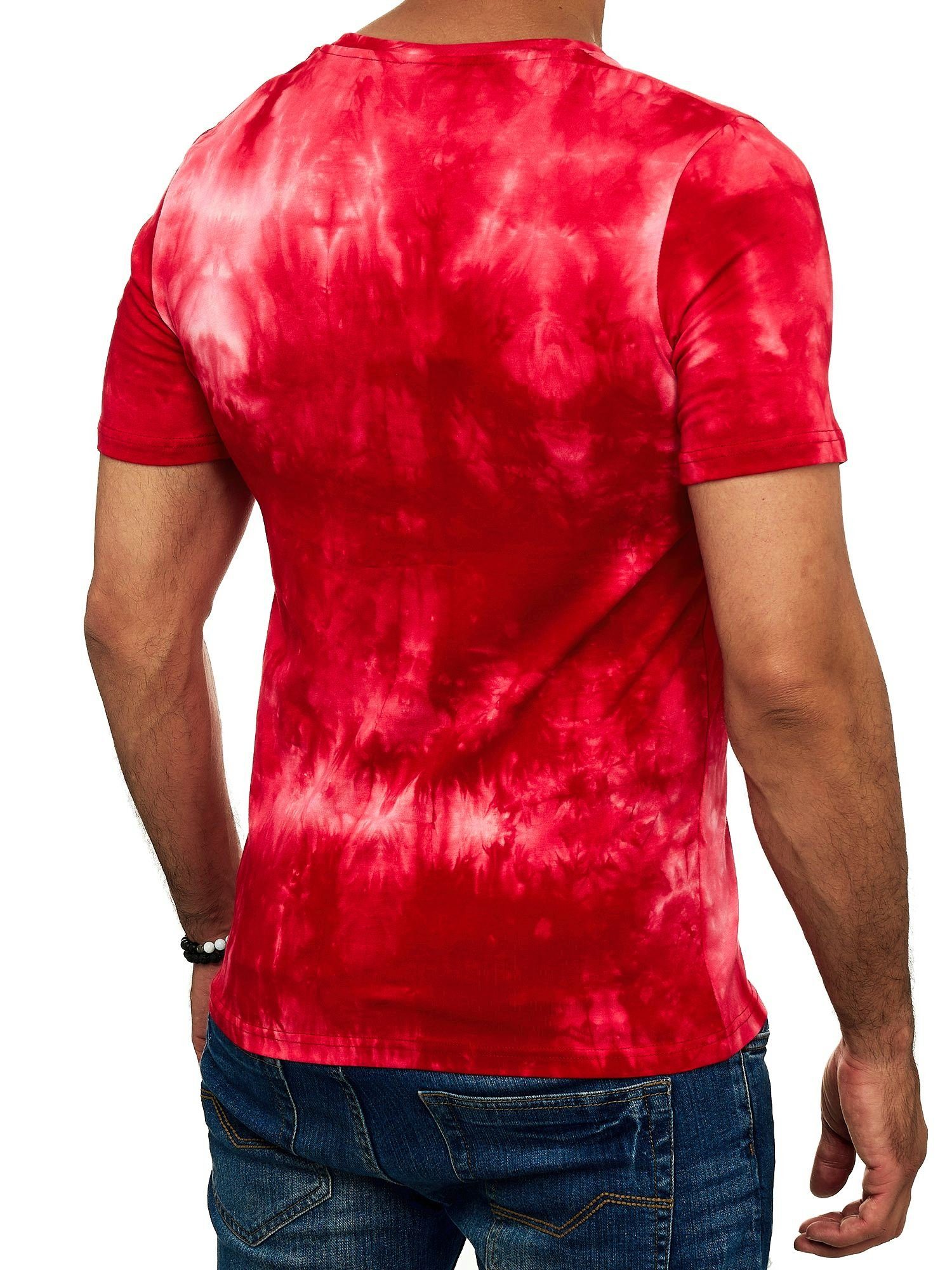 Kurzarmshirt Rot OneRedox T-Shirt Polo Tee, Casual Fitness 1-tlg) (Shirt TS-3685 Freizeit