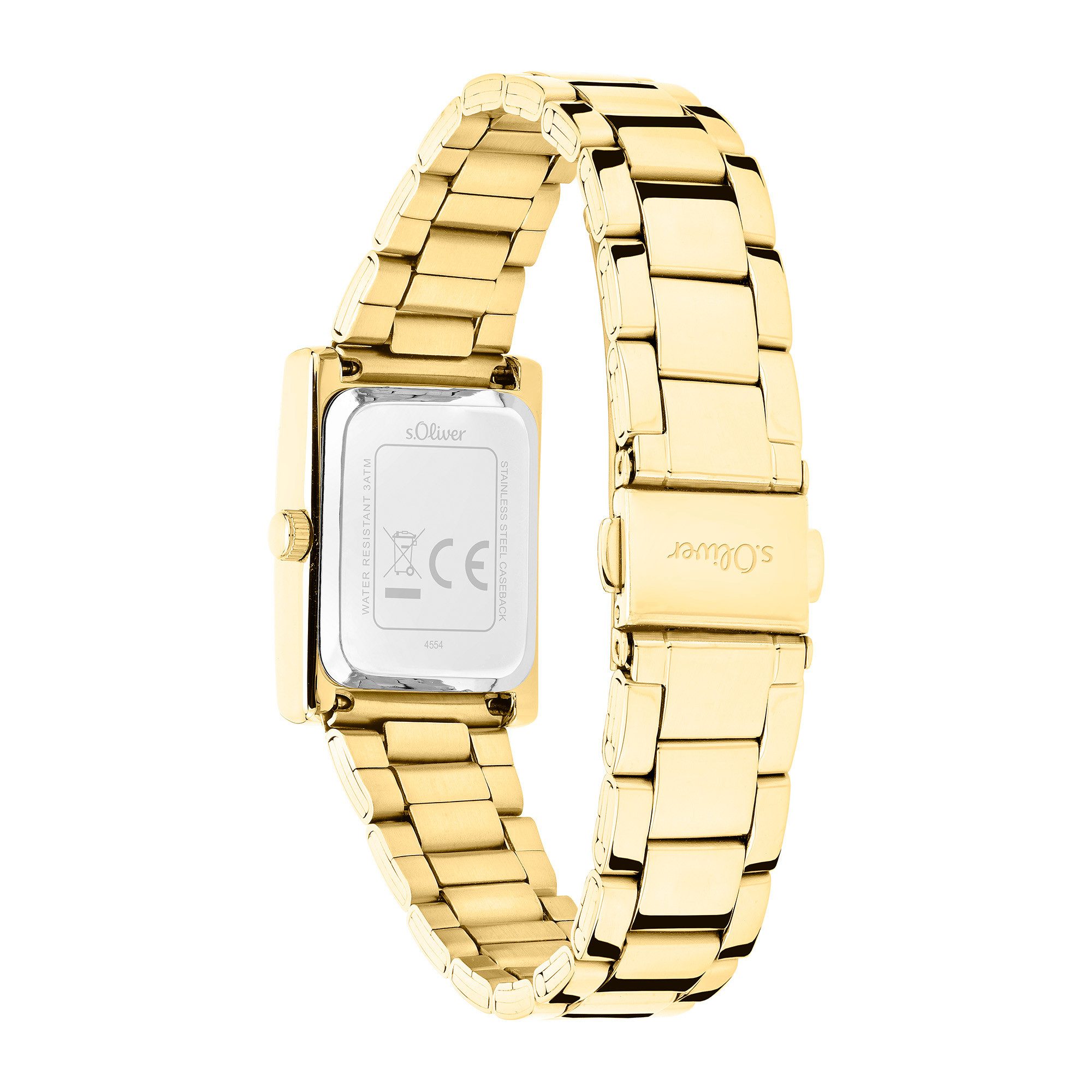 s.Oliver Quarzuhr Line Time SO-4554-MQ, Armbanduhr, Damenuhr, Edelstahlarmband, analog