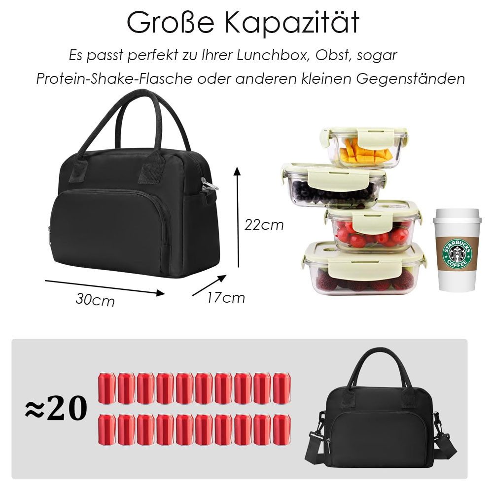 AFKSMILE Kühltasche Große Lunchtasche Isoliert Verstellbare Schultergurte für Arbeit, Kühltasche Klein für Frauen Männer, Picknick Unterwegs – Bild 2 von 5