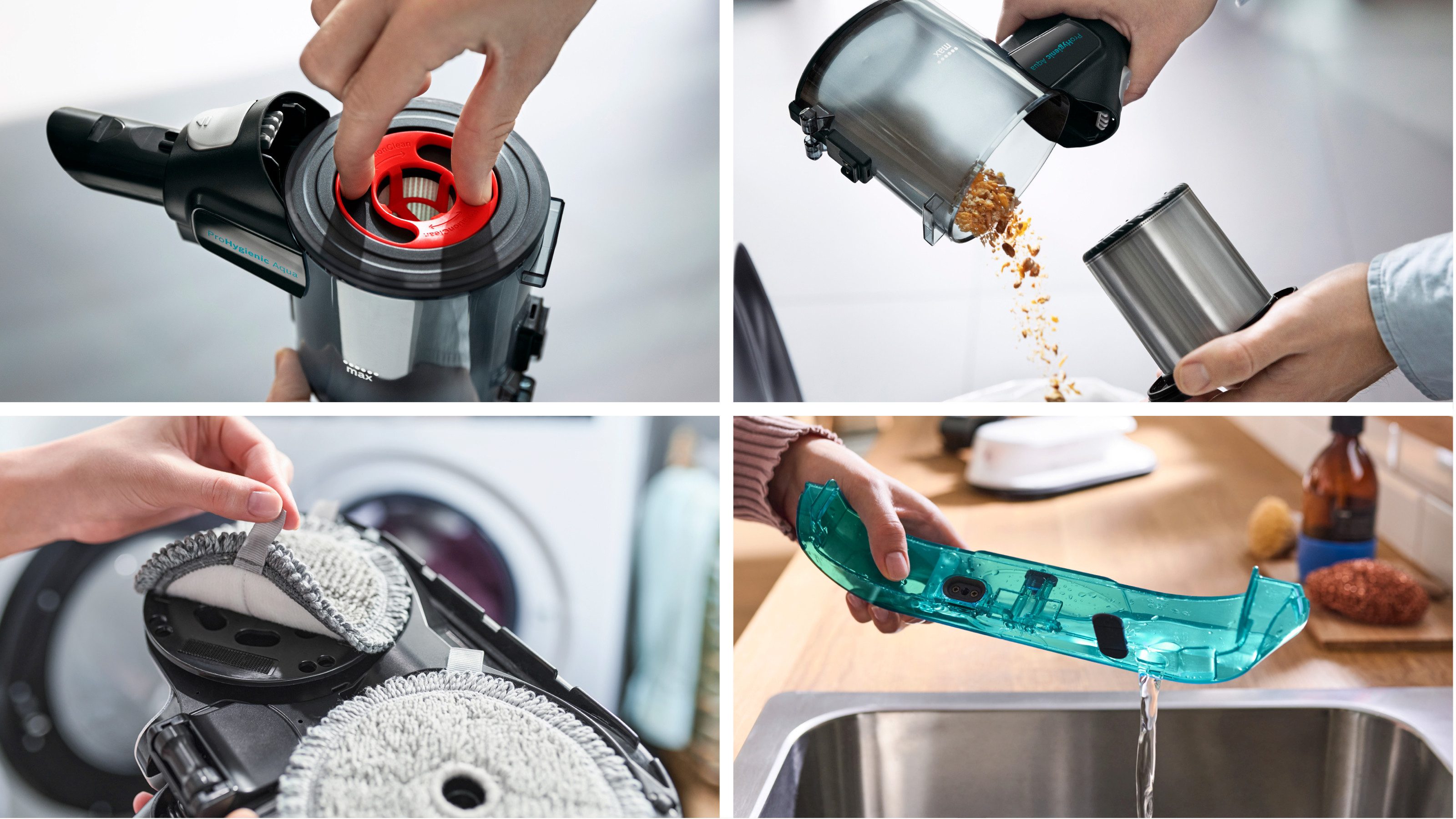BOSCH Akku-Stielstaubsauger Unlimited 7 ProHygienic Aqua BKS71HYG1, 2in1 Saugen & Wischen, beutellos, Knickrohr, Hygiene-Filter, 10 J. Motorgarantie, Schnellladegerät, weiß