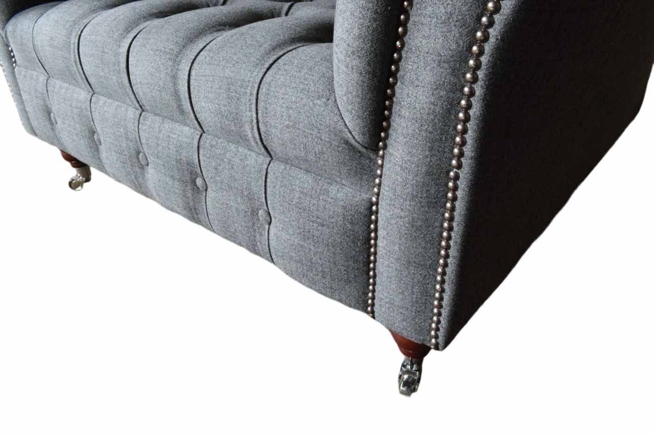Sitzer, Textil Design Grau JVmoebel Chesterfield Europe Made Couchen Luxus Sessel 1 Sessel Polster In