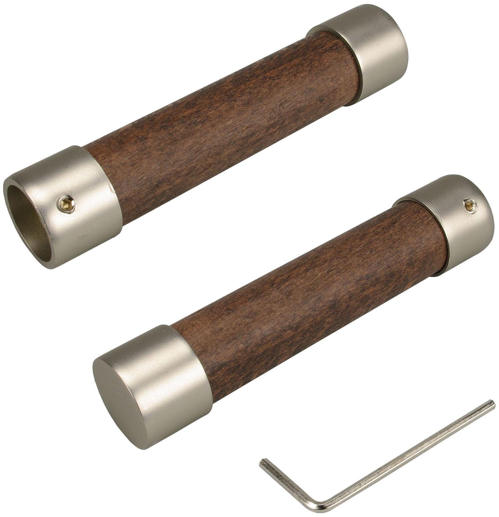 Gardinenstangen-Endstück Baton, Liedeco, Gardinen, (Set, 2-St), für Gardinenstangen Ø 16 mm nussbaum