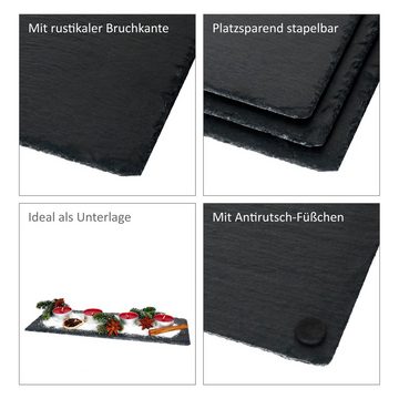 Platzset, 6er Set Schieferplatte 11x30cm Schwarz - 23464632, MamboCat