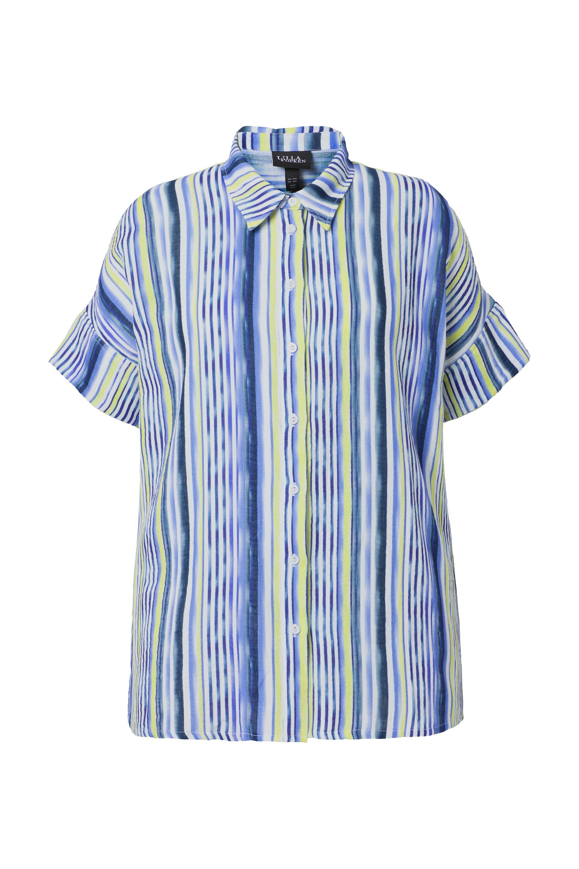 Longbluse Musselin-Bluse Streifen Oversized Hemdkragen
