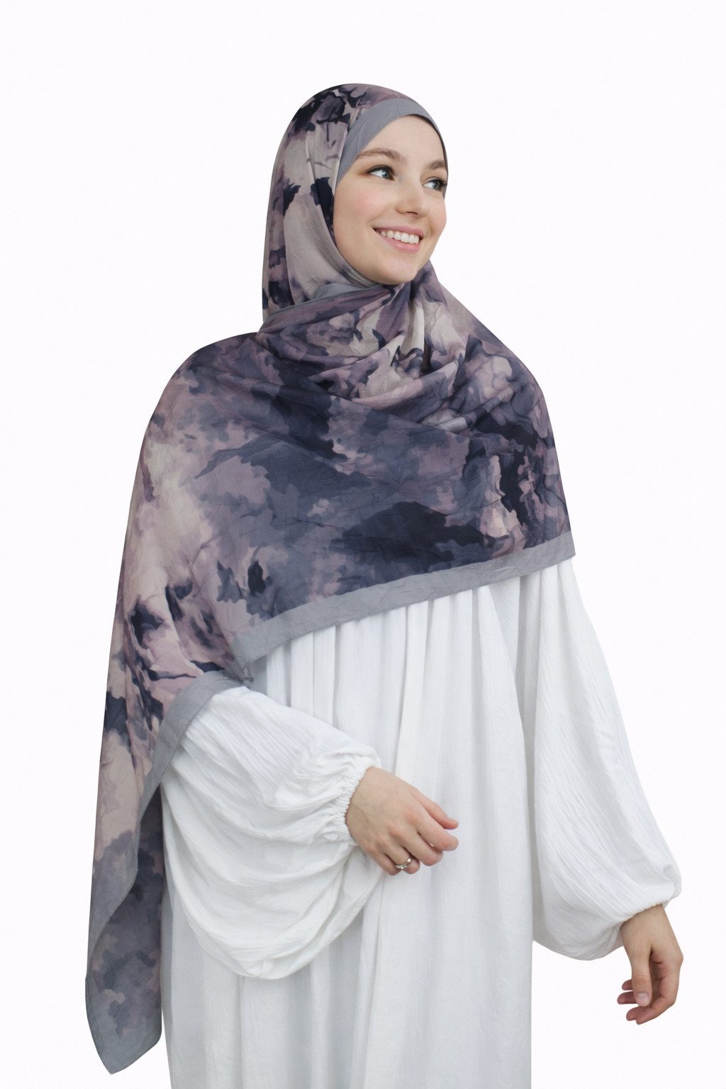 Aymasal Hijab Printed Soft Hijab Aquarell Look Kopftuch Schal Modest Fashion Trend Printed Soft Hijab aus Baumwolle 187x70 cm