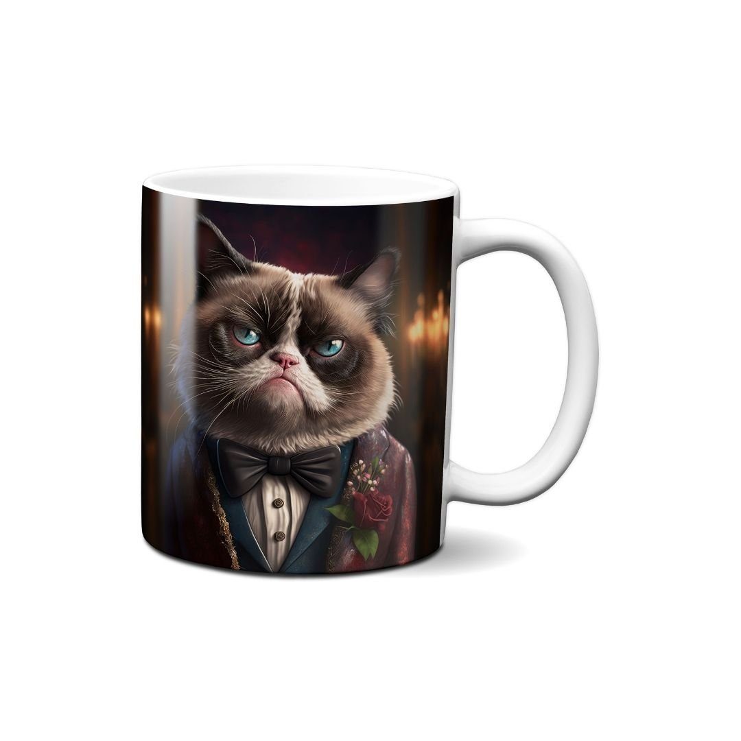 Hustling Sharks Tasse Hustling Sharks® Tasse mit Tiermotiv - Sad Cat - Geschenk, 330 ml