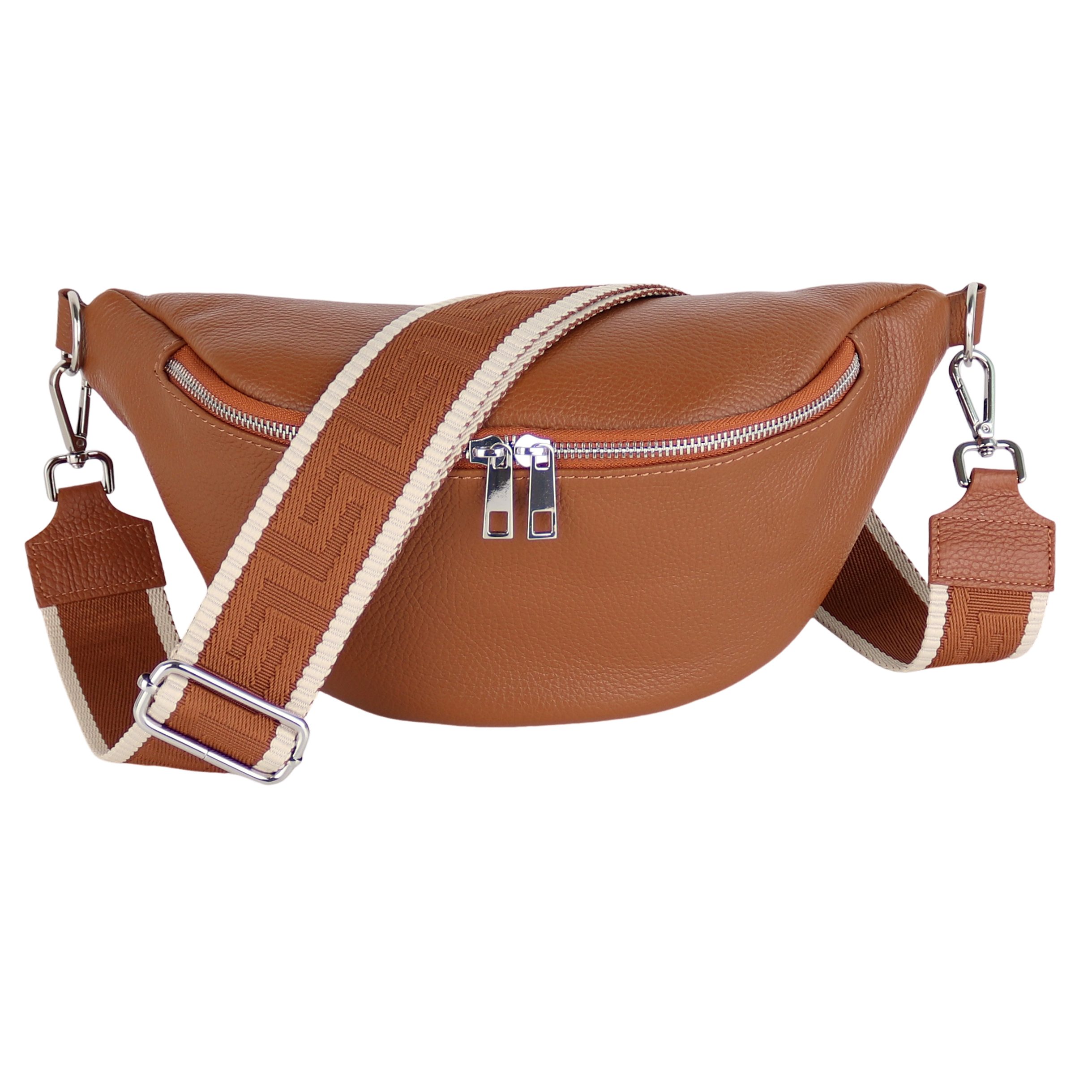 MIRROSI Bauchtasche Damen, Wildleder, Made in Italy, Umhängetasche; Brusttasche (Schultertasche für jeden Anlass (1 Tasche & 2 Gurt), 33x18x12cm, Reißverschlussfach auf der Rückseite), Crossbody Bag, Schulterriemen Länge verstellbar