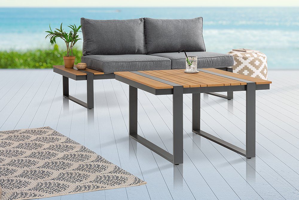 riess-ambiente Gartentisch TAMPA LOUNGE 80cm natur / anthrazit (Einzelartikel, 1-St), wetterfest · Aluminium · Outdoor-Beistelltisch · Balkon · modern