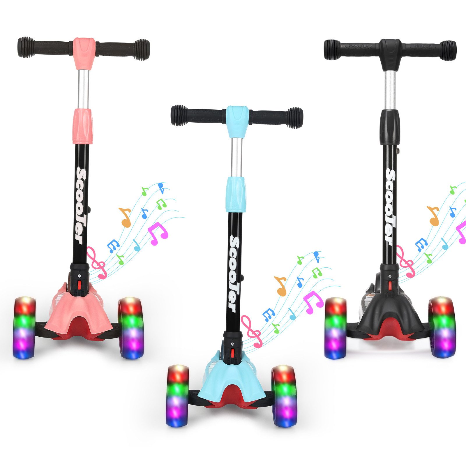 oyajia Cityroller Scooter Roller Kinder Kinderroller Dreiradscooter ab 3 jahre faltbar, (Faltbar Tret-Roller höhenverstellbarer Cityroller), Kinderscooter mit ABEC-9 Kugellager, Belastbar bis zu 100 Kg