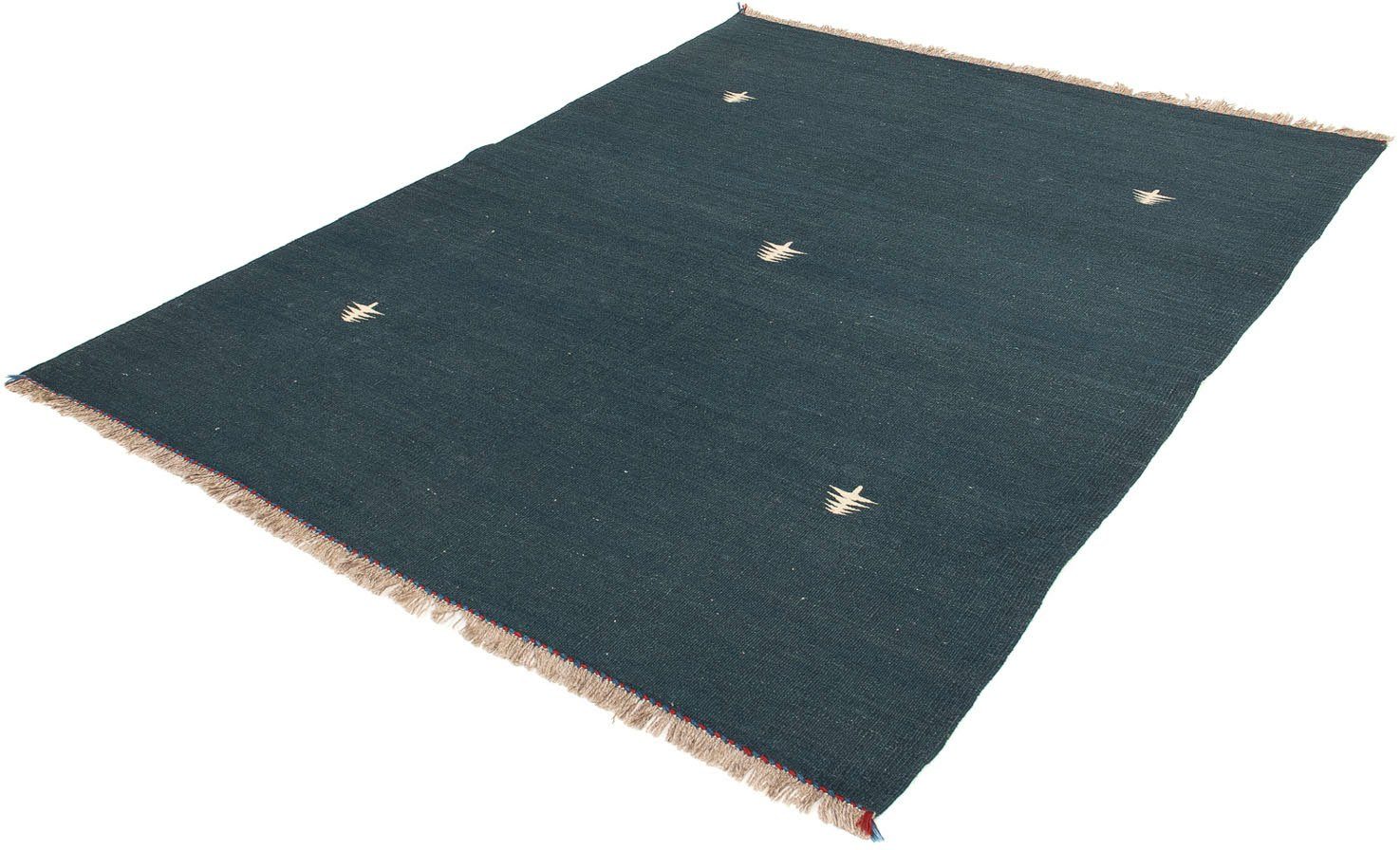 Wollteppich Kelim - Oriental - 200 x 150 cm - dunkelblau, morgenland, rechteckig, Höhe: 6 mm, Wohnzimmer, Einzelstück