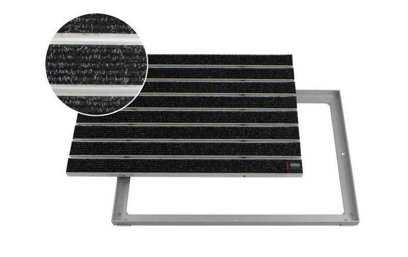 Fußmatte EMCO Eingangsmatte DIPLOMAT Large Rips anthrazit 22mm + ALU Rahmen Fußmatte Schmutzfangmatte Fußabtreter Antirutschmatte, Emco, rechteckig, Höhe: 10 mm, für den Innenbereich und überdachten Außenbereich