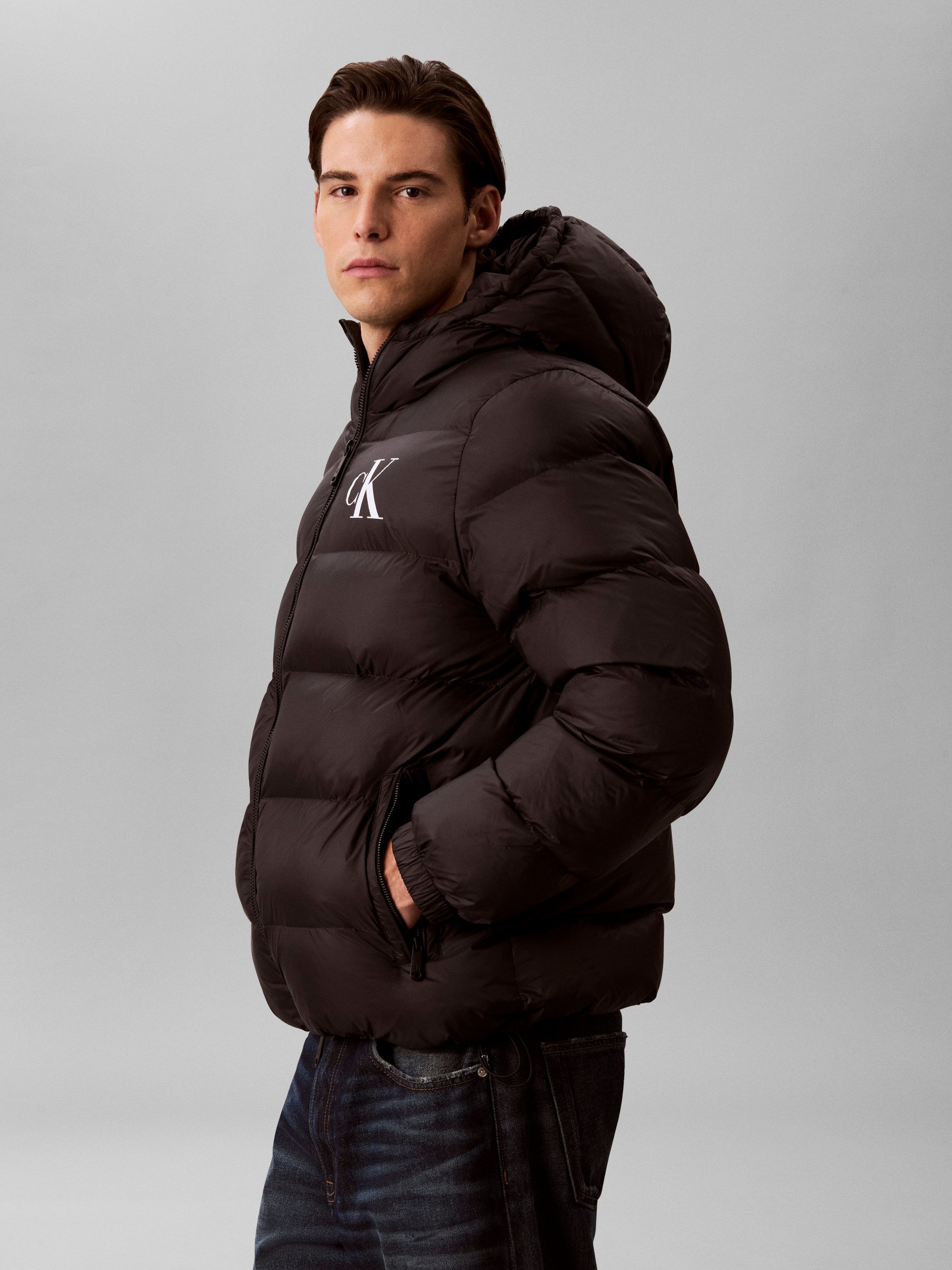 Calvin Klein Jeans Steppjacke 2-Wege-Zipper, Regular Fit, Logodruck – Bild 4 von 5