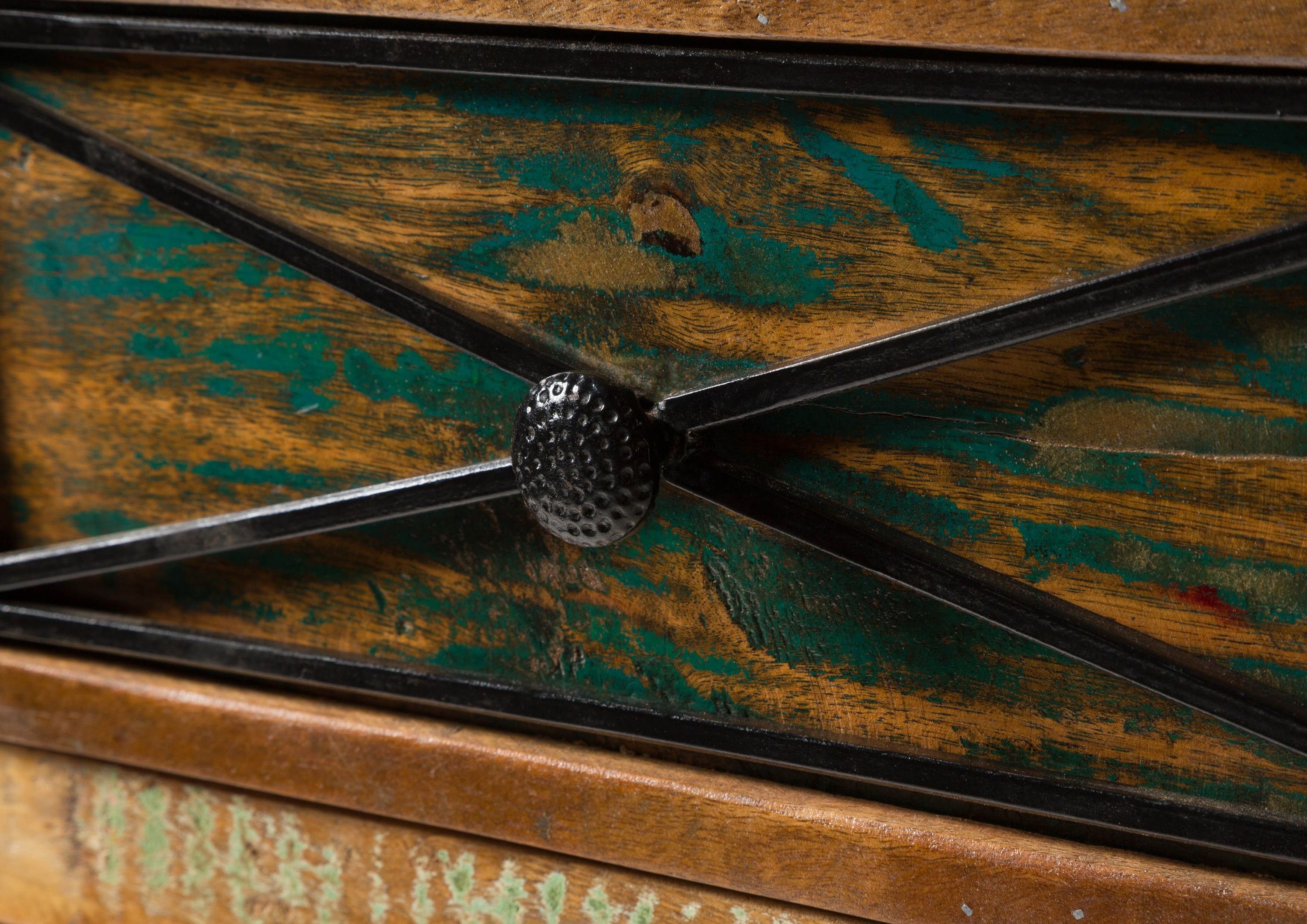 Massivmoebel24 Kommode NATURE OF SPIRIT (Massivholz), Kommode Altholz 55x45x122 mehrfarbig lackiert NATURE OF SPIRIT #129