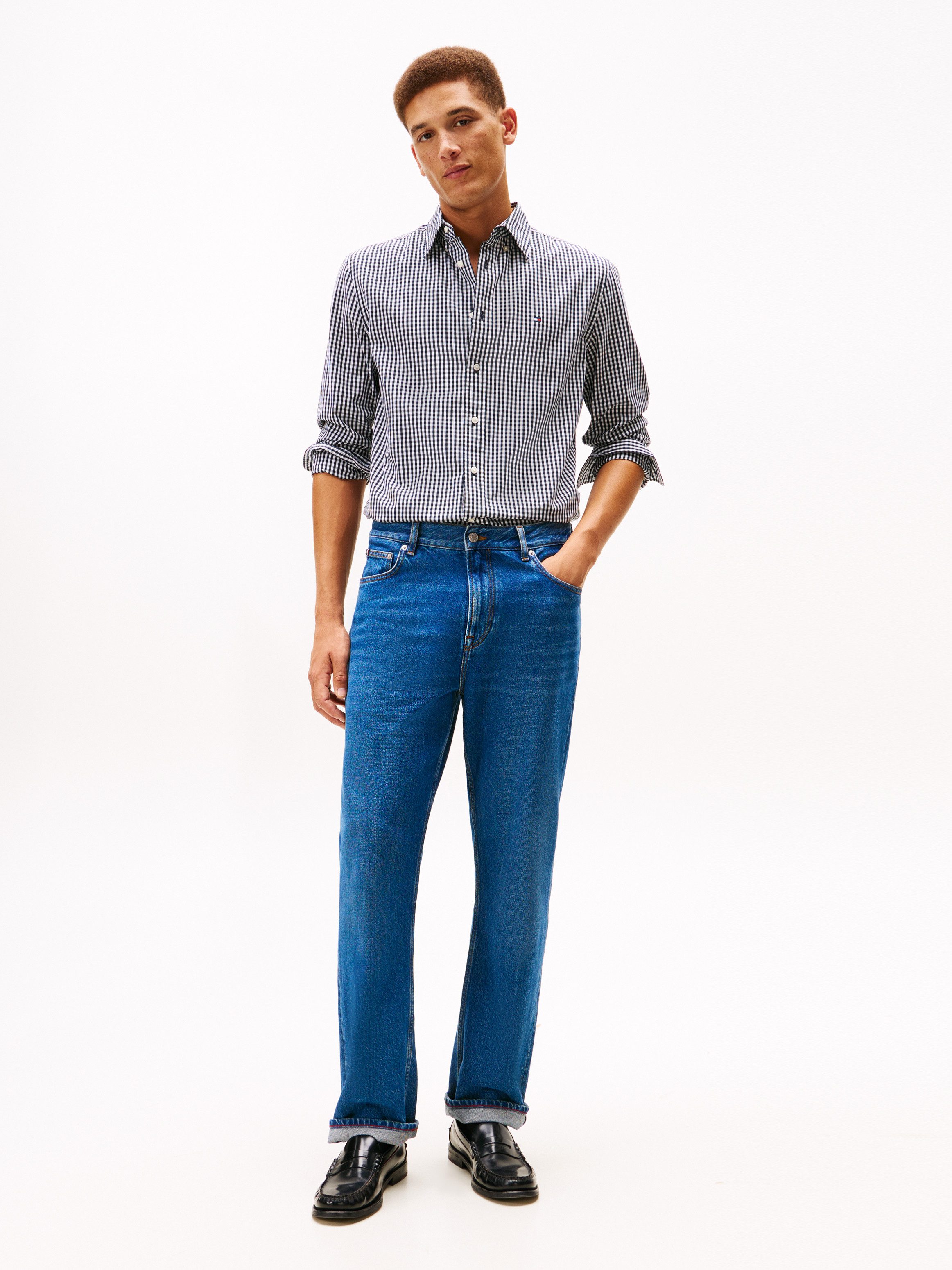 Tommy Hilfiger Langarmhemd FLEX POPLIN BIG GINGHAM regular fit, Button-down-Kragen