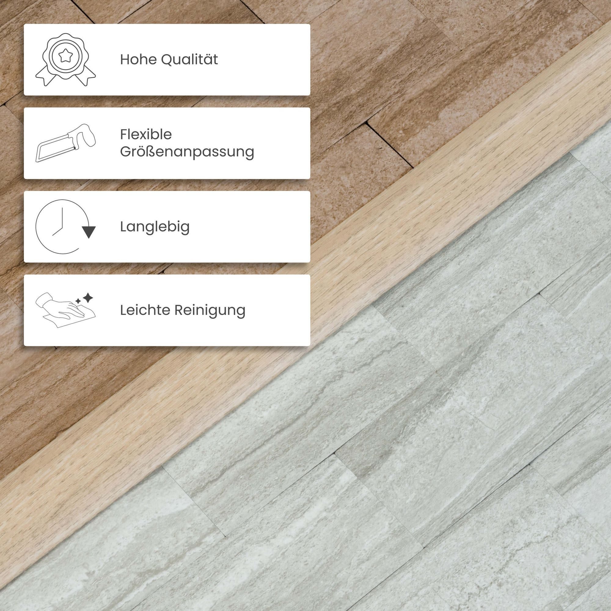 Dalsys Übergangsprofil selbstklebendes Ausgleichprofil (100cm x 60mm in der Farbe Gold, 1-St), aus Aluminium, geeignet für u.a. Fliesen, Laminat und Parkett – Bild 4 von 5