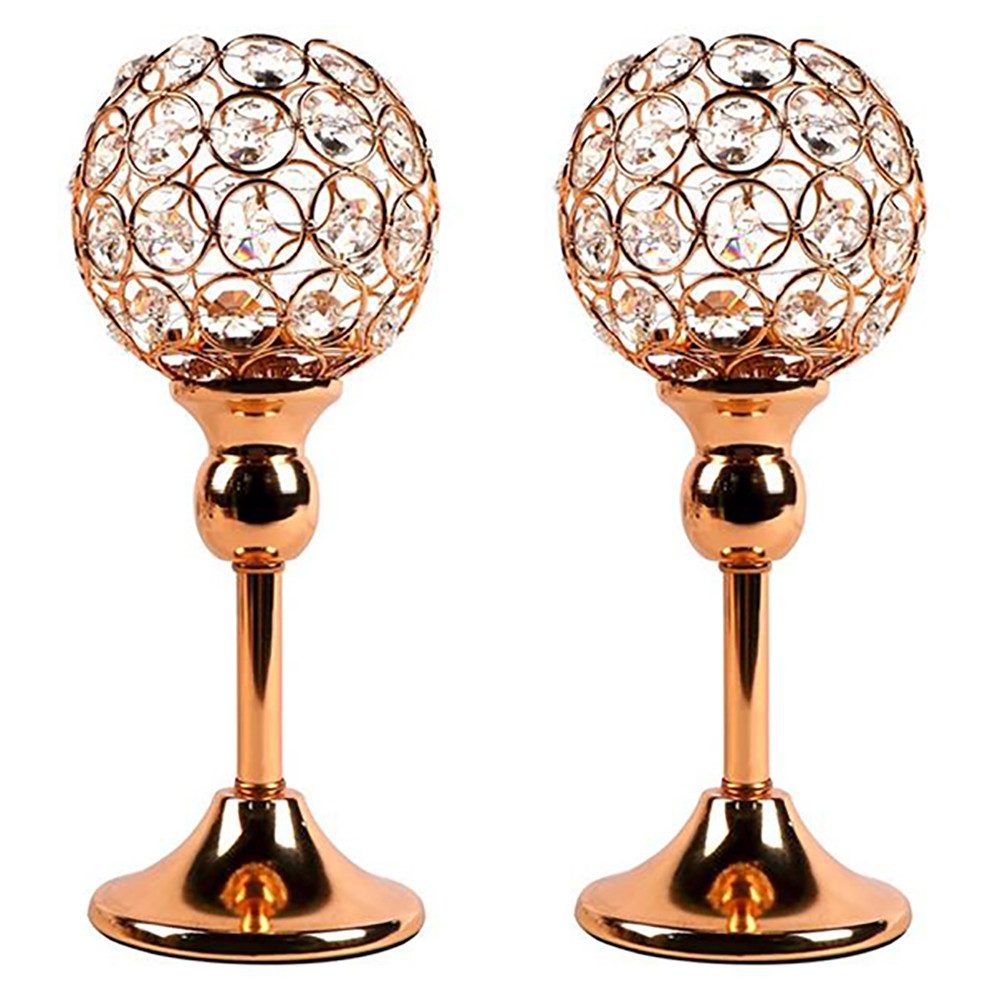 KAHOO Kerzenständer Goldener Kristall Kerzenhalter (2 günstig online kaufen