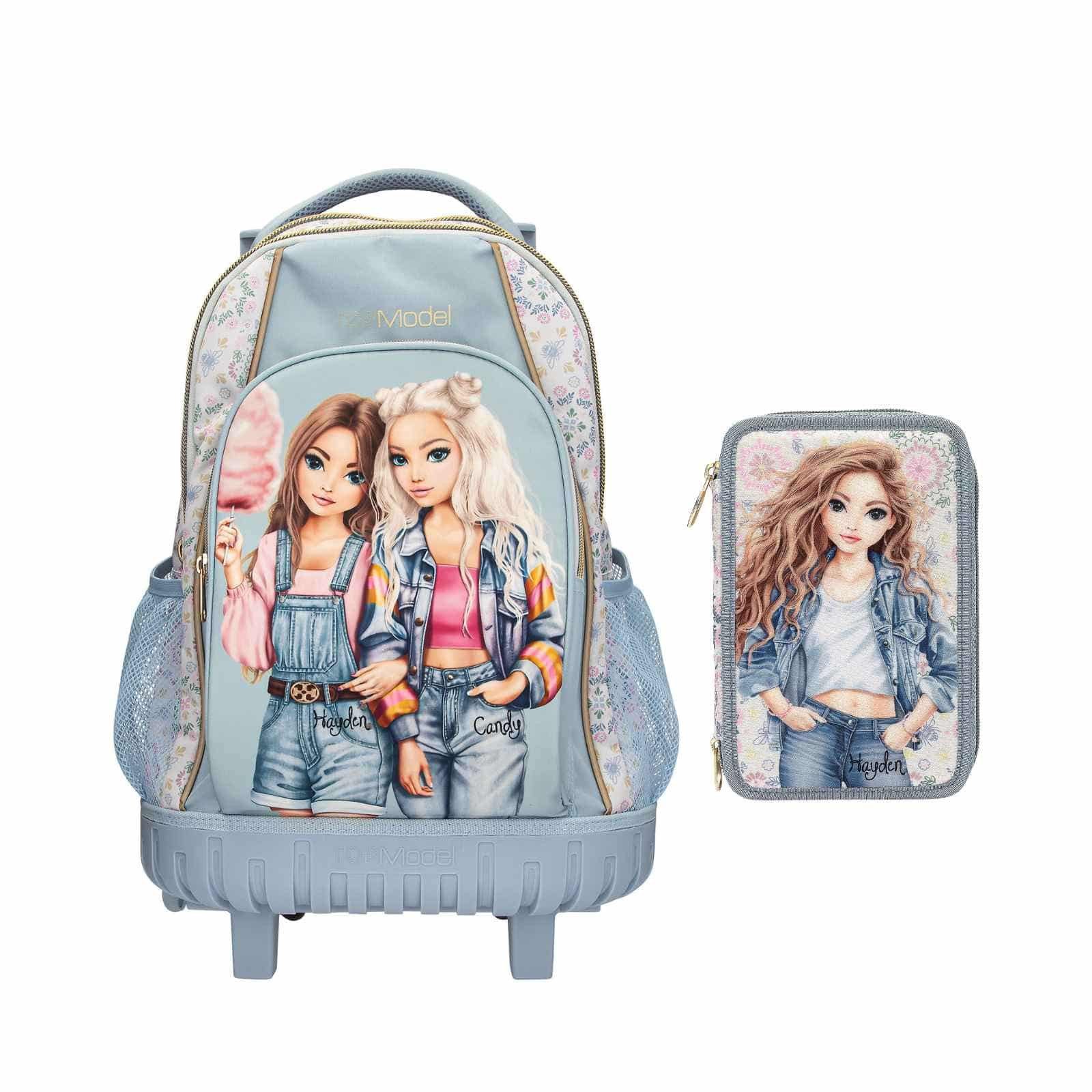Depesche Kinderrucksack TOPModel Schul-Set Trolley FESTIVAL FUN (1x Schulrucksack, 1x Federmäppchen, 2-tlg)