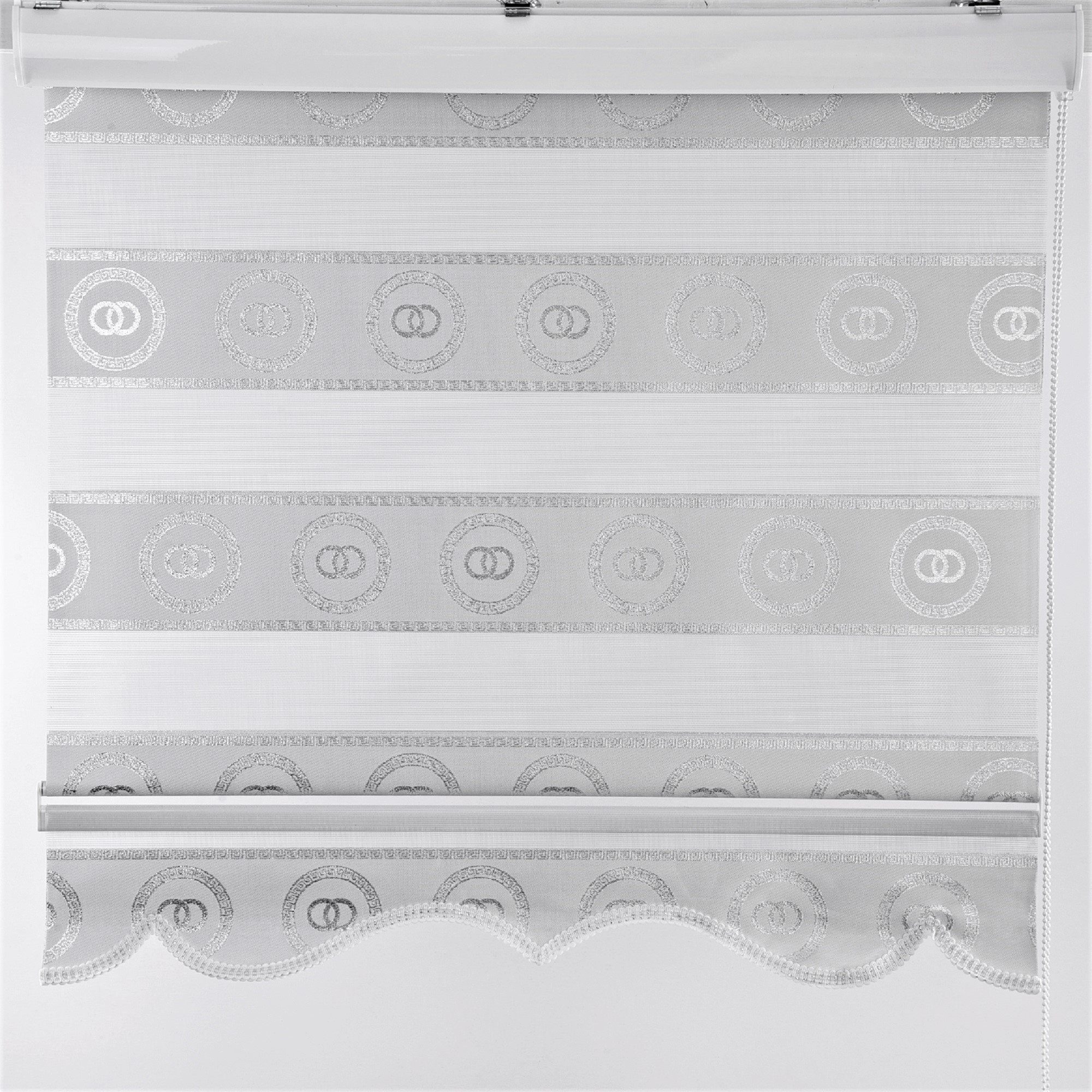 Deckenmontage Deckenmontage, Weiß nach Yasar Maß Doppelrollo Gardinen, Silber Wandmontage Länge 3320-1, und 250cm