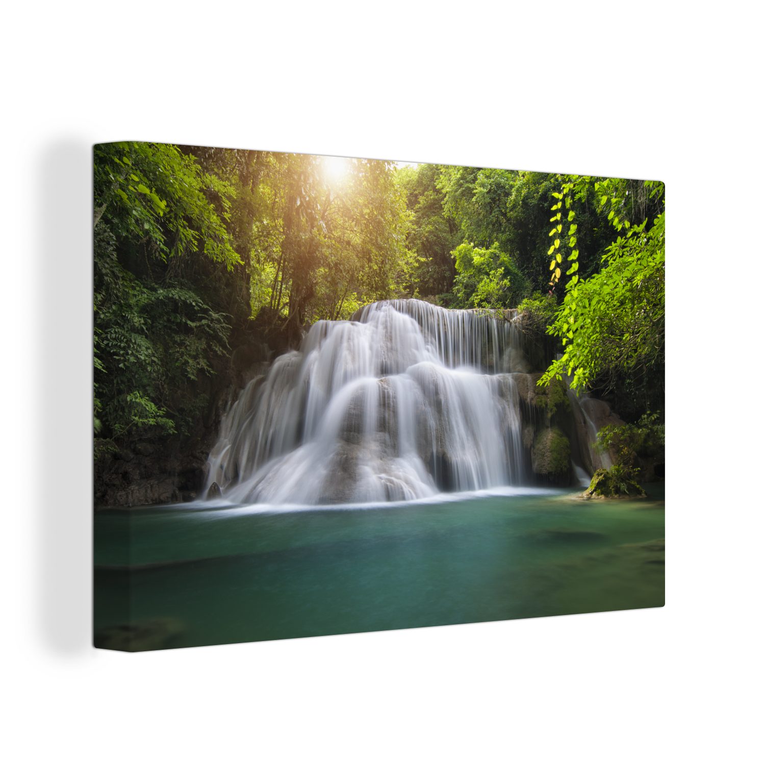 Leinwandbilder, St), (1 Wasserfall Wanddeko, in Wandbild Tropen, Aufhängefertig, 30x20 Leinwandbild cm OneMillionCanvasses® den