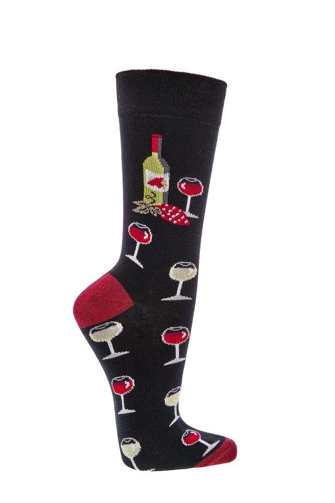 FussFreunde Freizeitsocken 2 Paar Fun Socken, Spaß mit Socken, über 70 Motive, ANTI-LOCH-GARANTIE Weingenuss | Socken